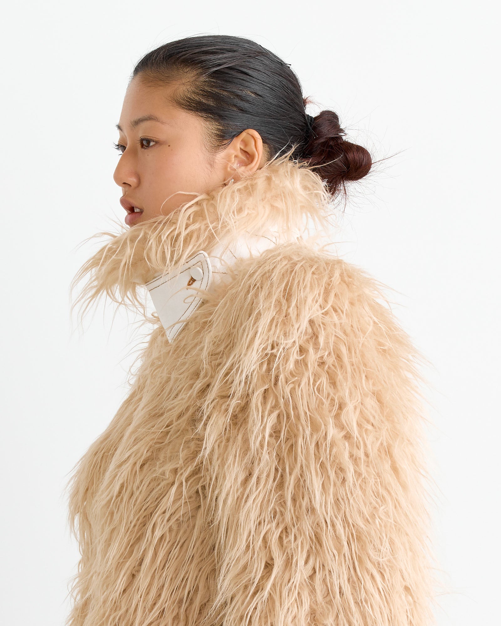 Faux Fur Jacket in Beige