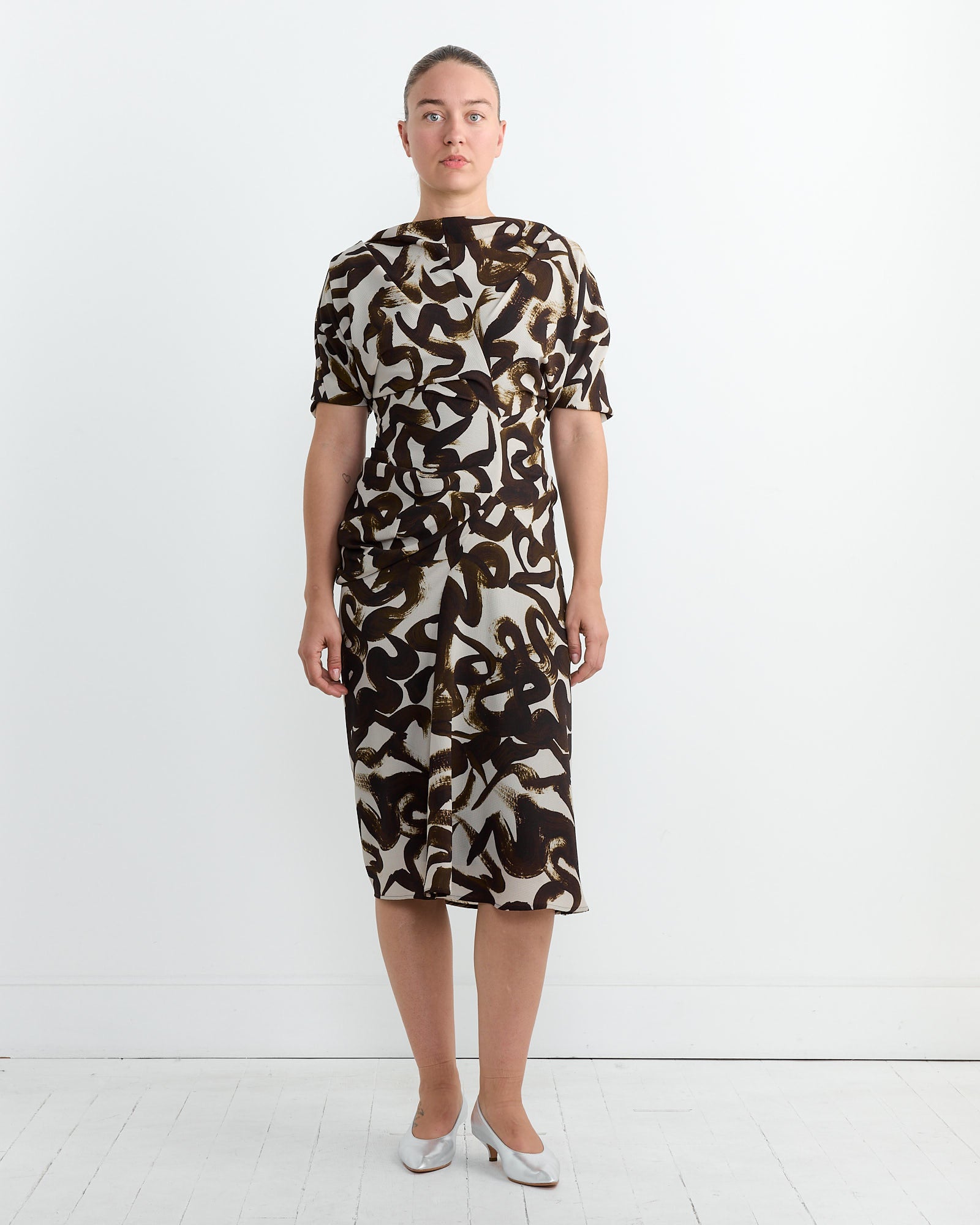 Draped Dress in Brown - Brown / 36 (262706)