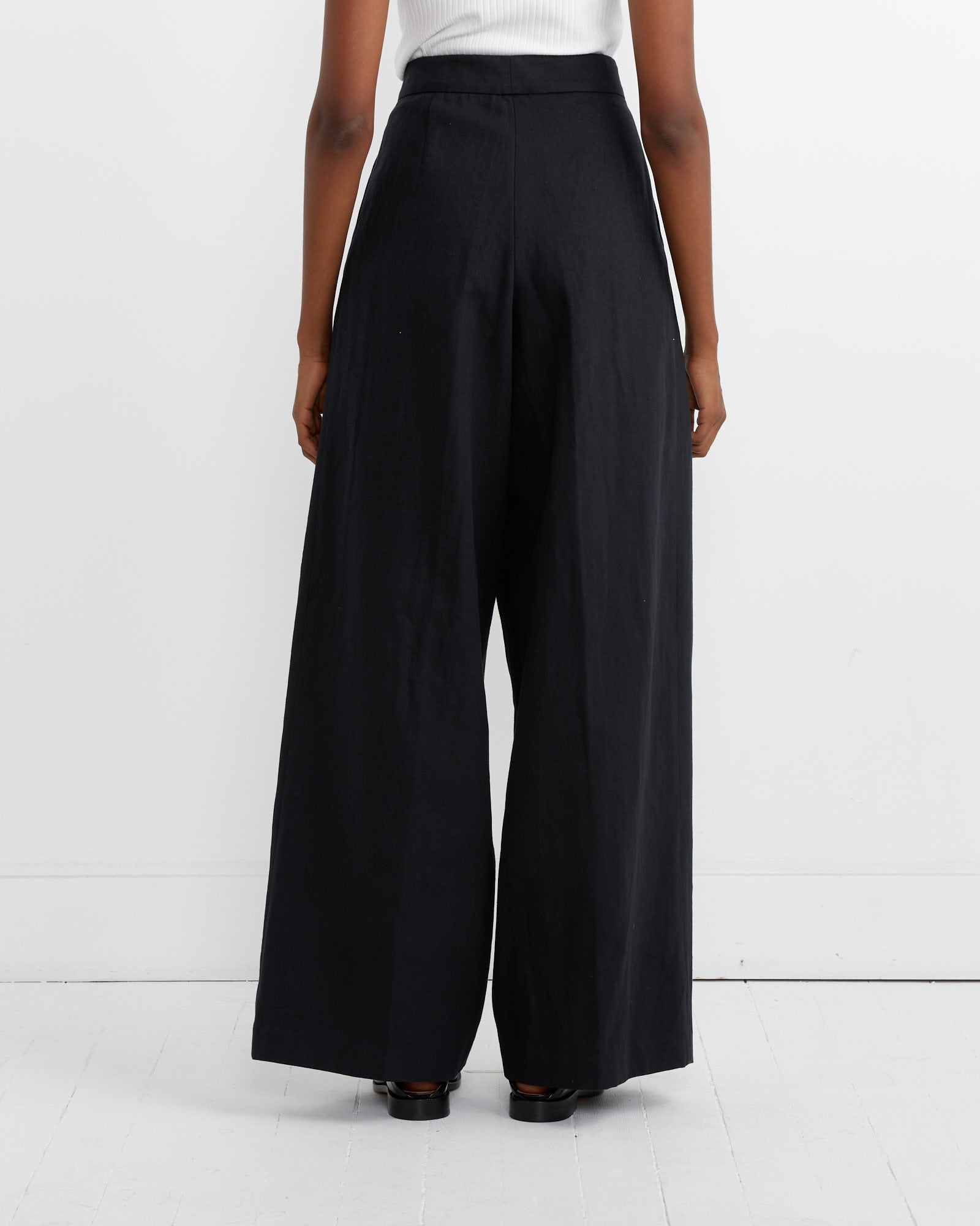 Pleated Wide-Leg Pants in Black