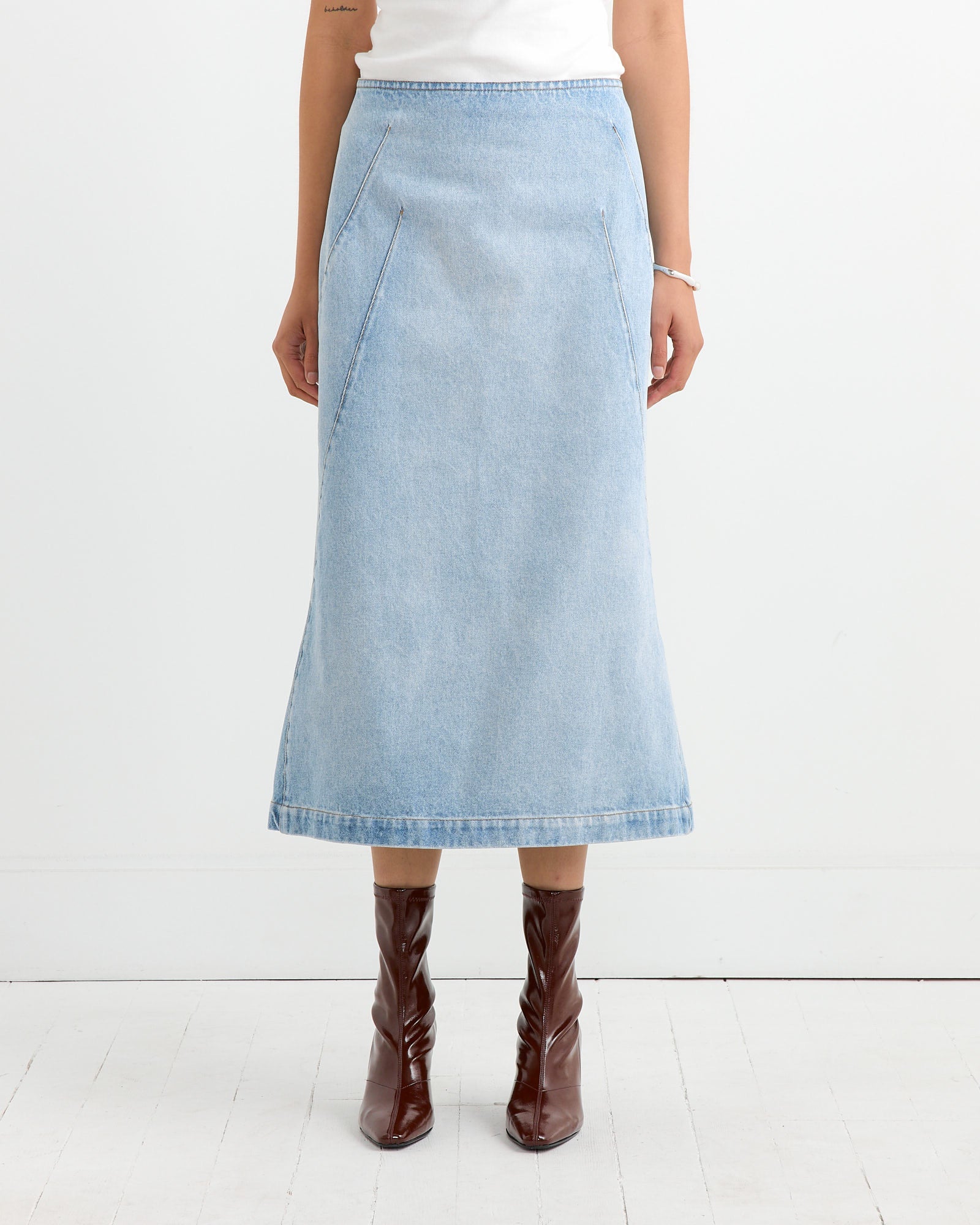 Denim Midi skirt in Light Blue