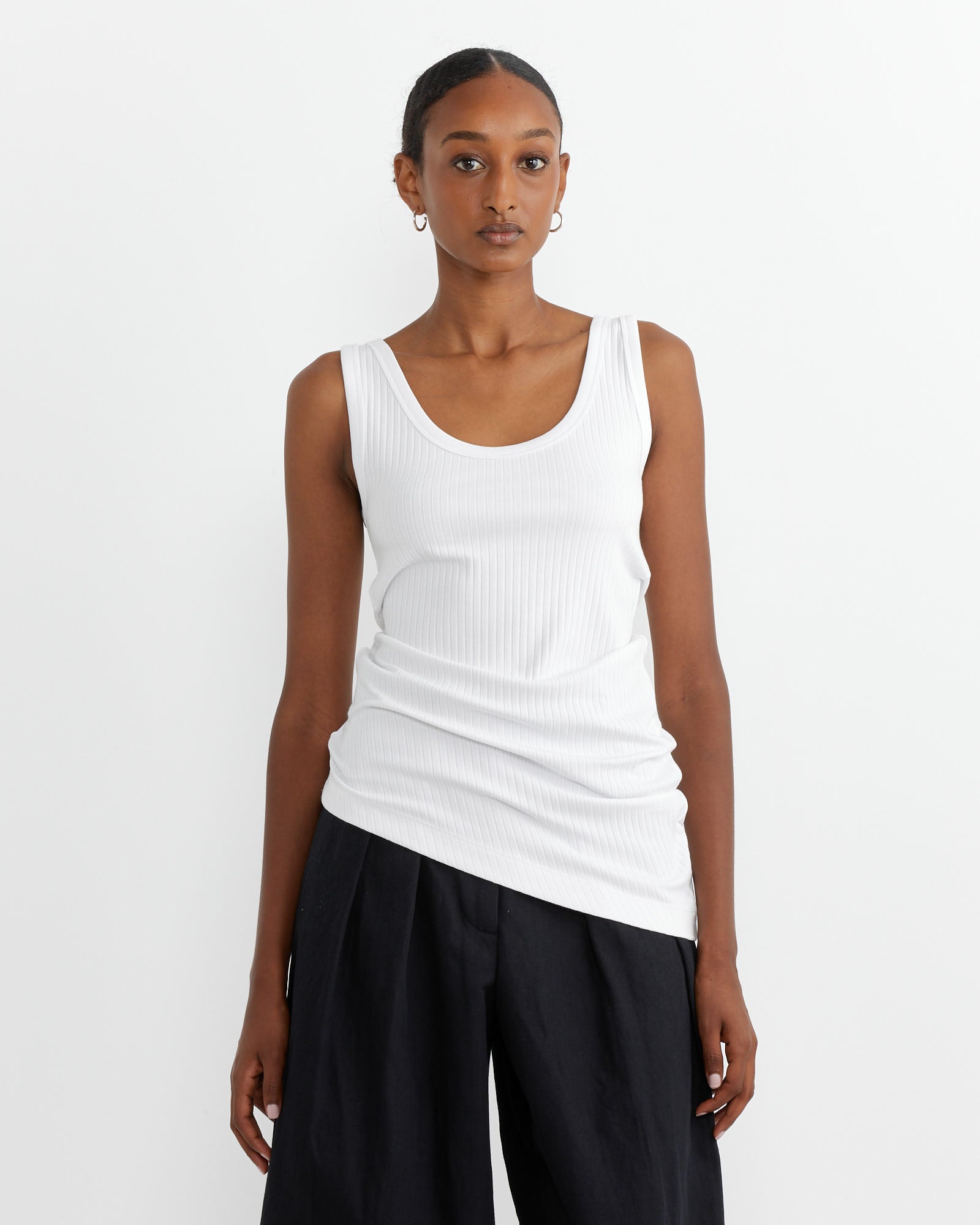 Asymmetrical Tank Top in White