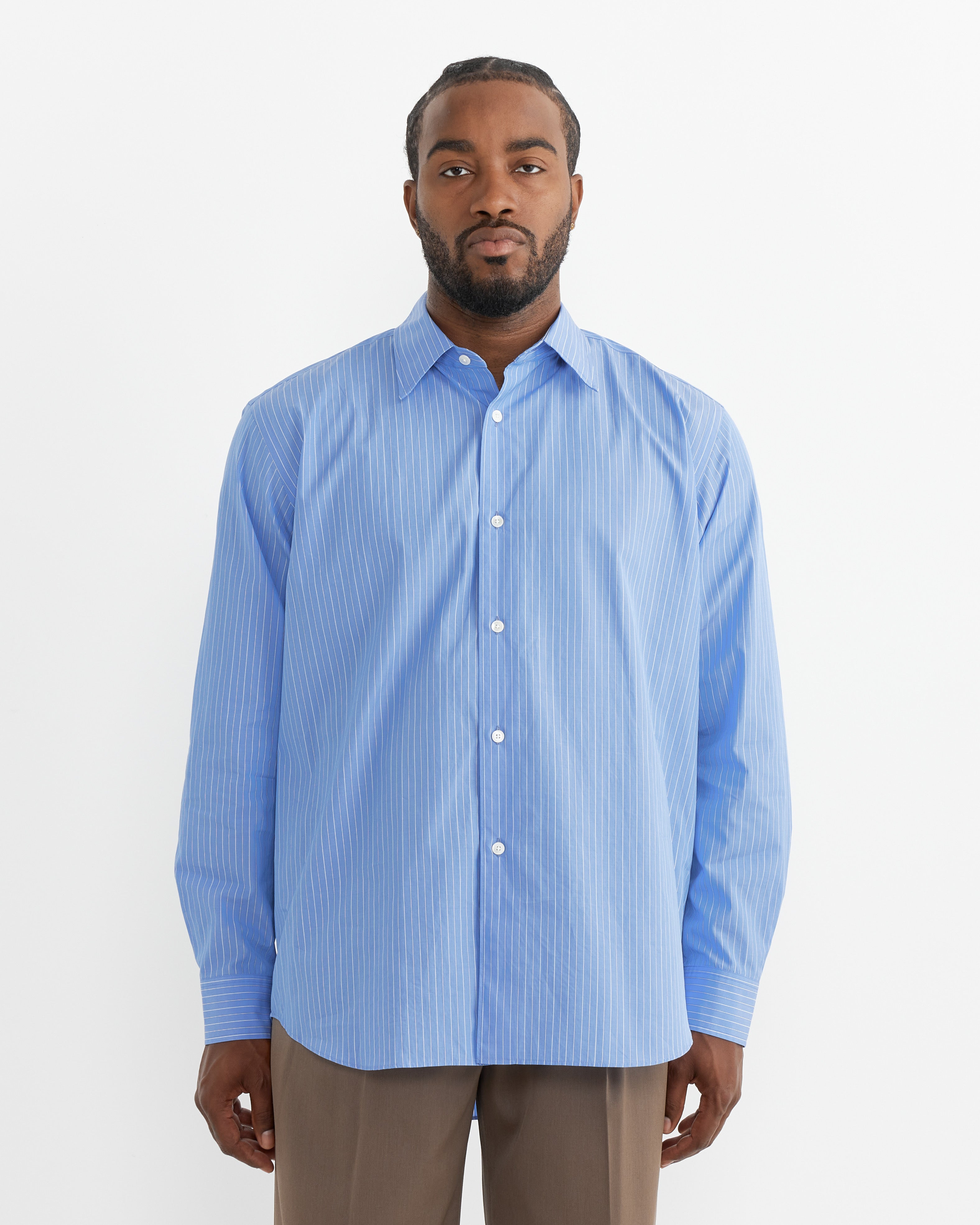 Suvin High Count Shirt in Sax Blue