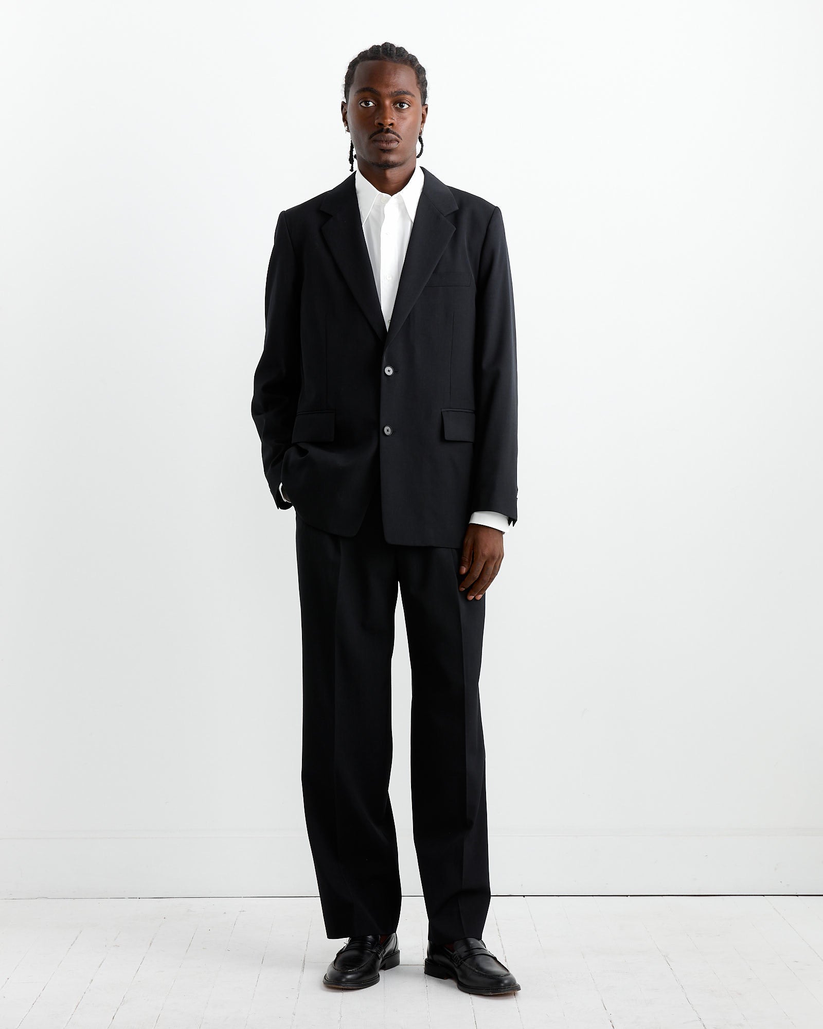 Light Wool Gabardine Jacket in Top Black