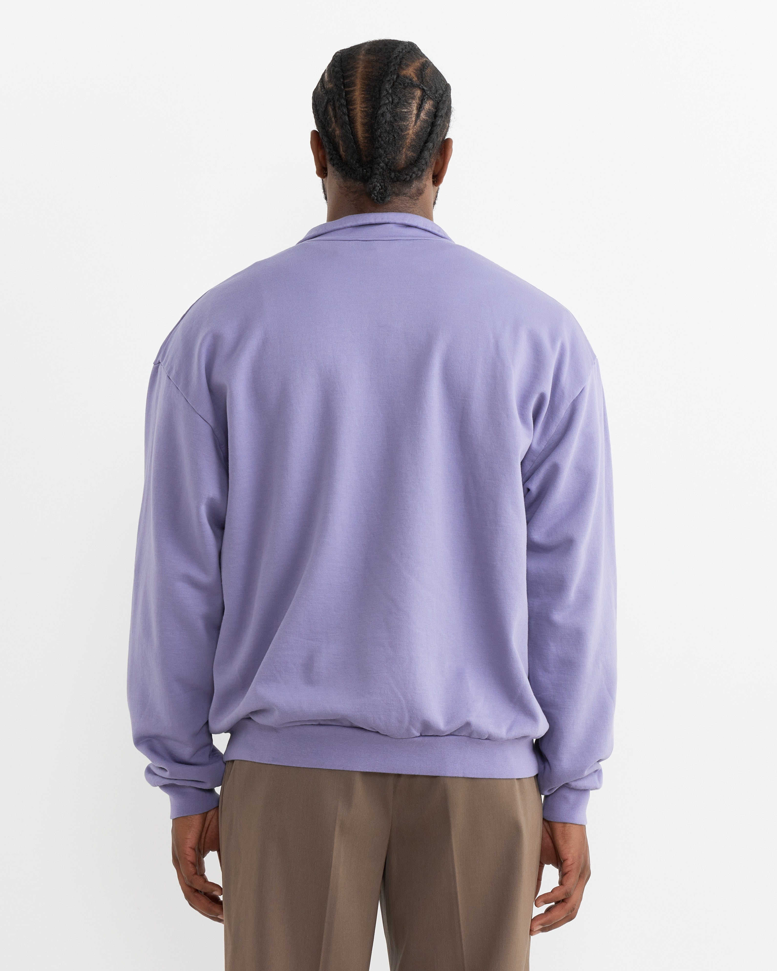 Elasticated Sweat Half Zip Pullover in Purple