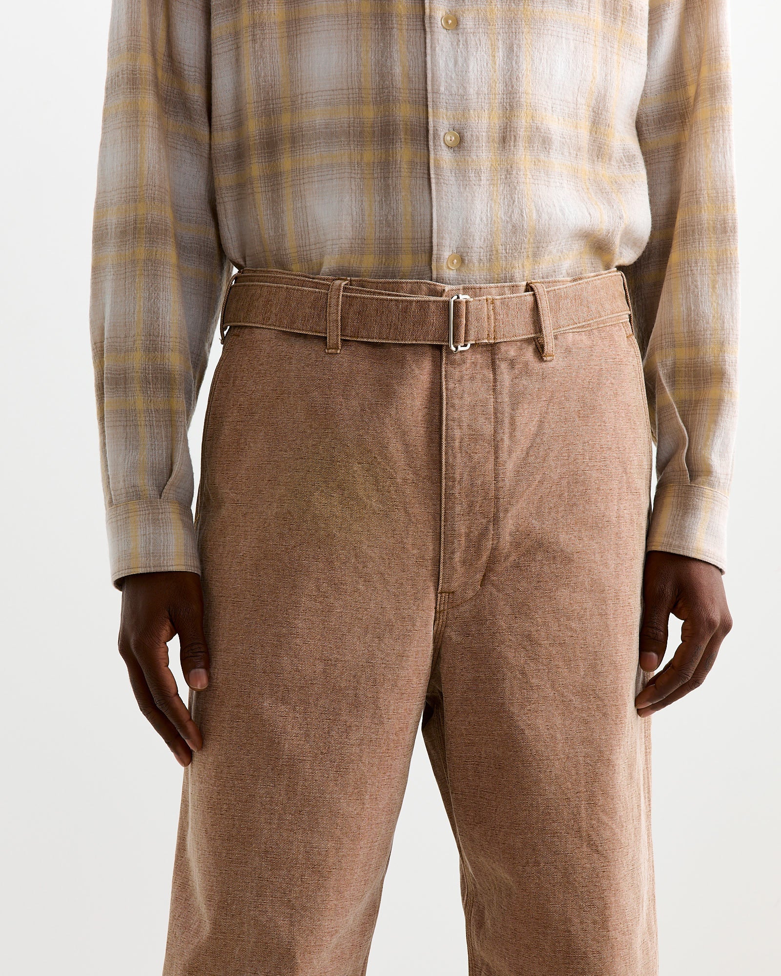 Auralee Canvas Belted Pant Light Brown - Light Brown / 4 (262843)