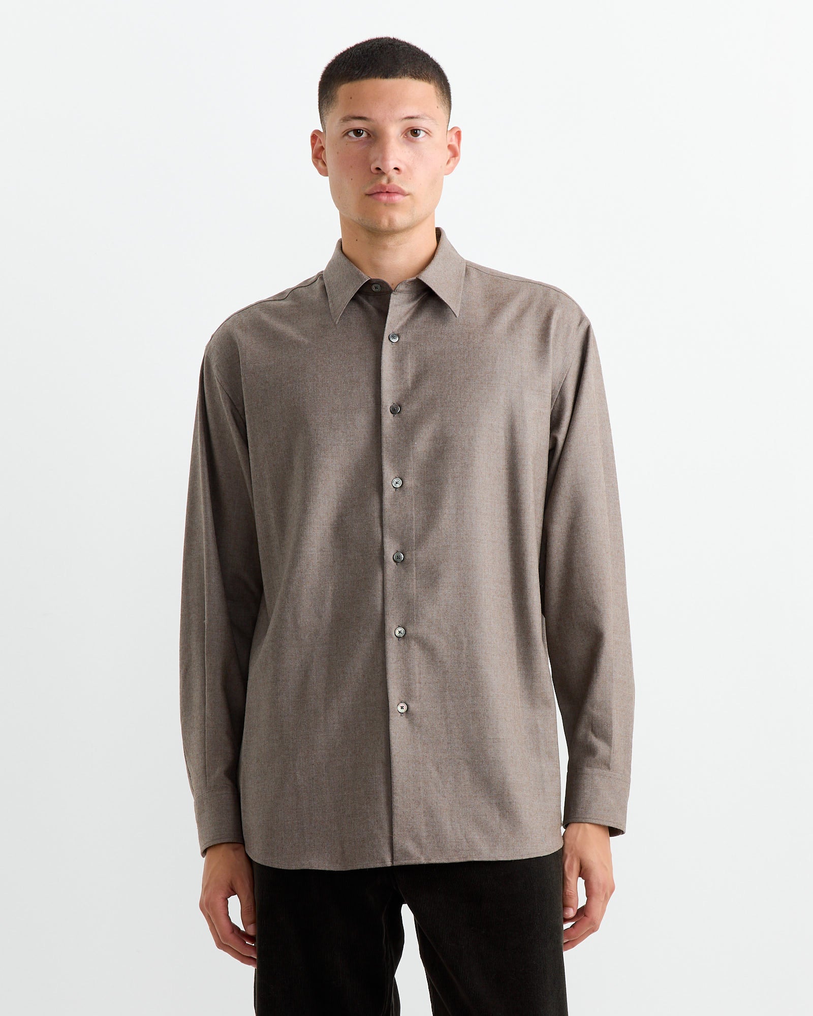 Super Light Wool Shirt in Top Brown