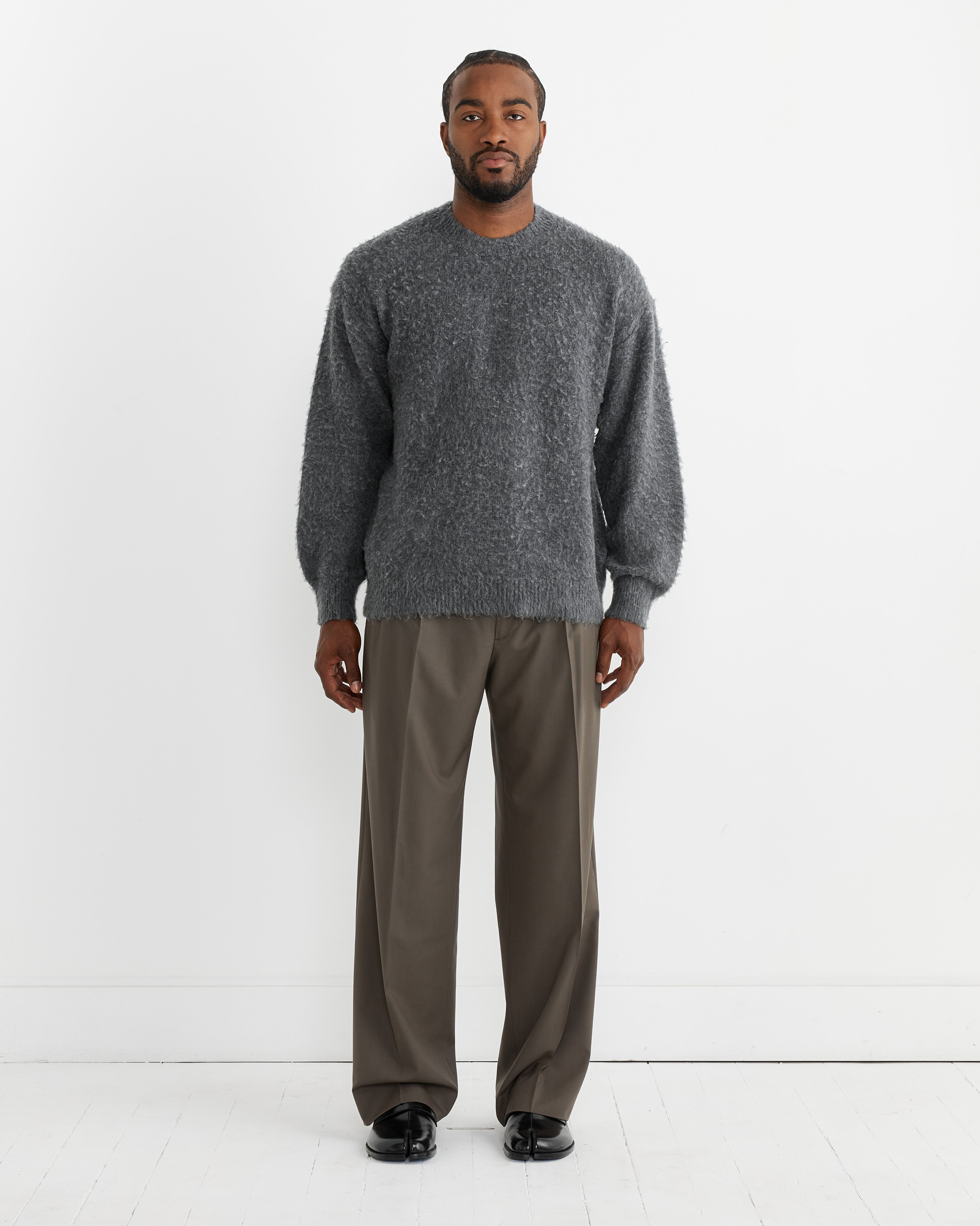 Wool Cashmere Silk Pullover in Grey