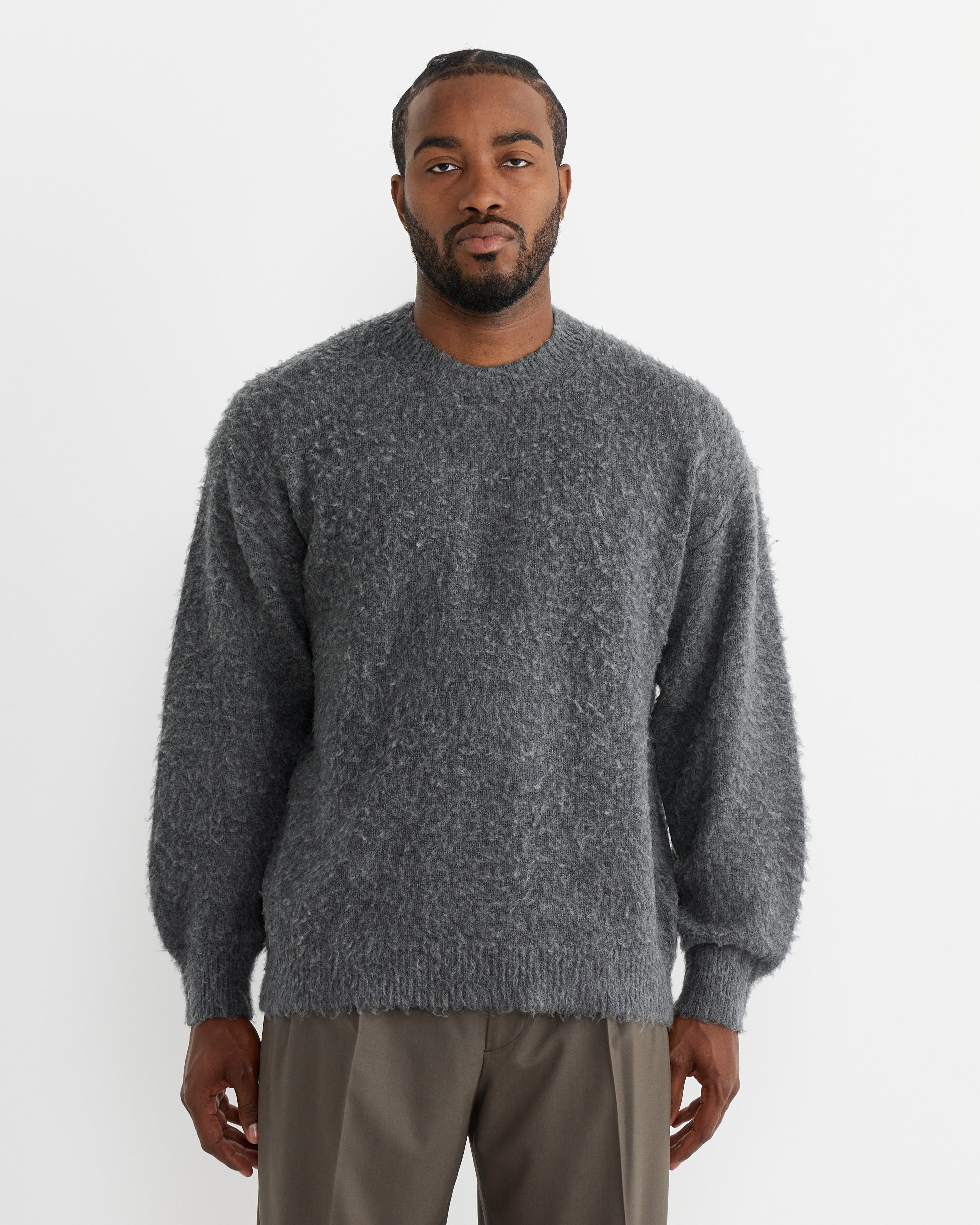 Wool Cashmere Silk Pullover in Grey