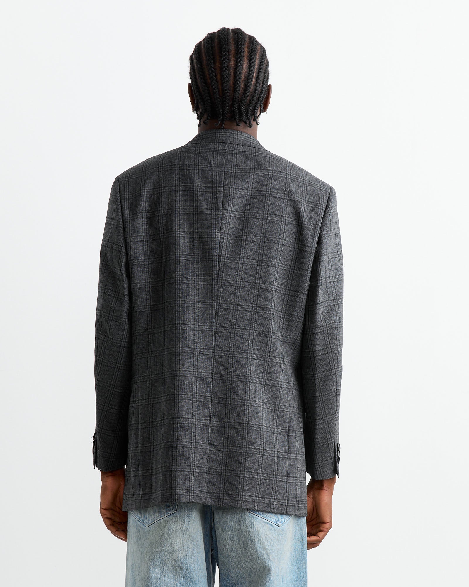 Auralee Bluefaced Wool Check Jacket Charcoal - Charcoal / 3 (262884)