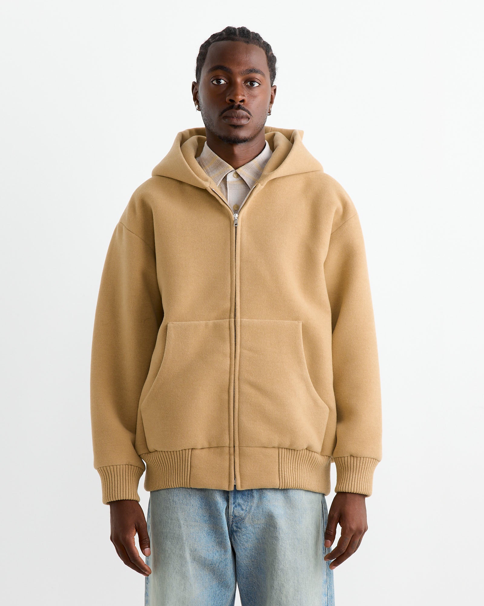 Auralee Heavy Wool Pile Zip Hoodie Beige - Beige / 3 (262893)