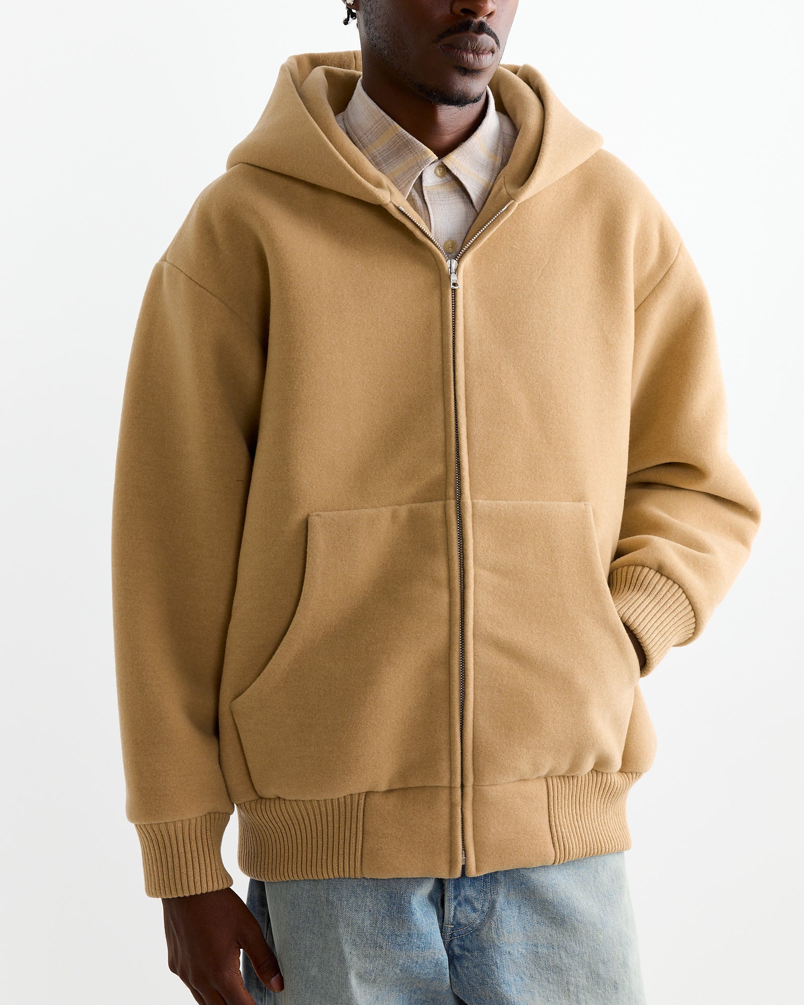 Auralee Heavy Wool Pile Zip Hoodie Beige - Beige / 3 (262893)