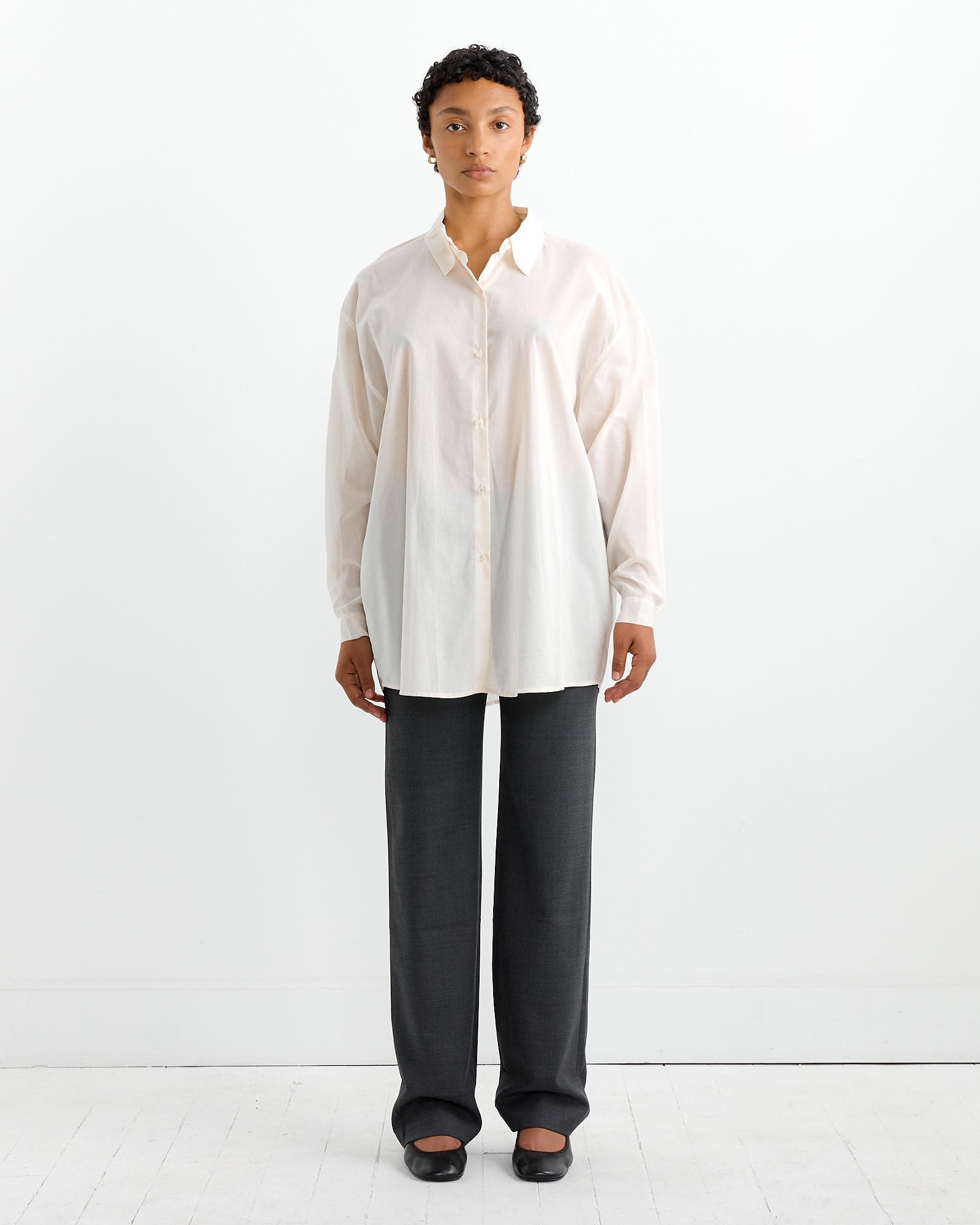 Sheer Cotton Classic Shirt in Ecru