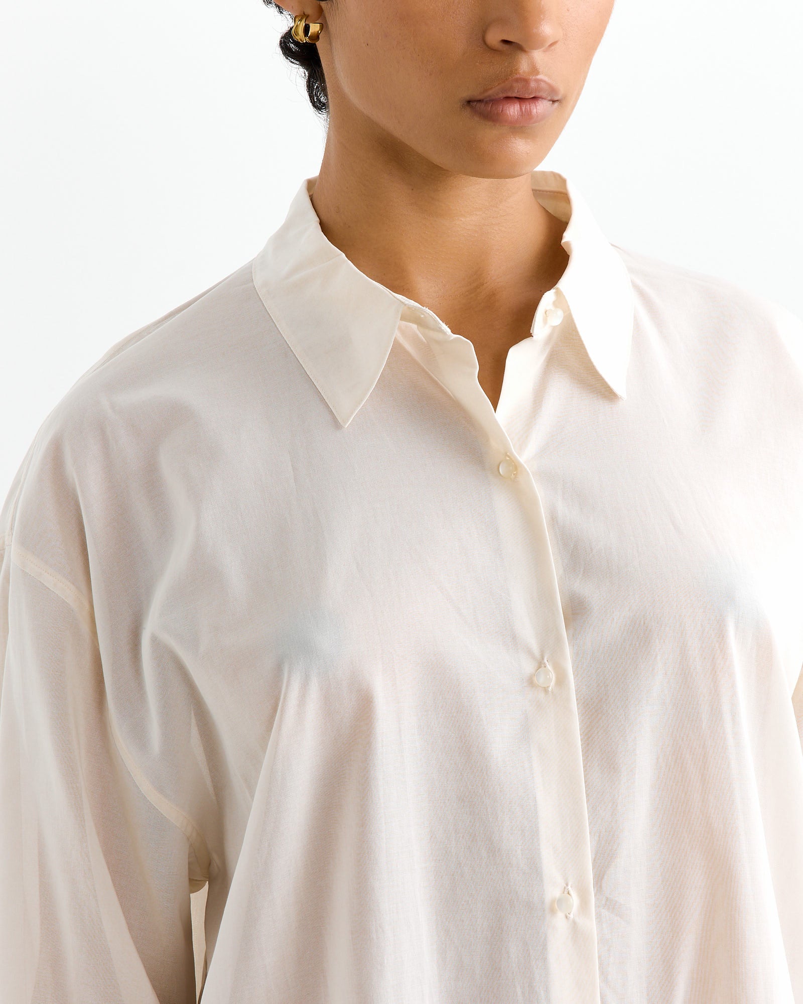 Sheer Cotton Classic Shirt in Ecru