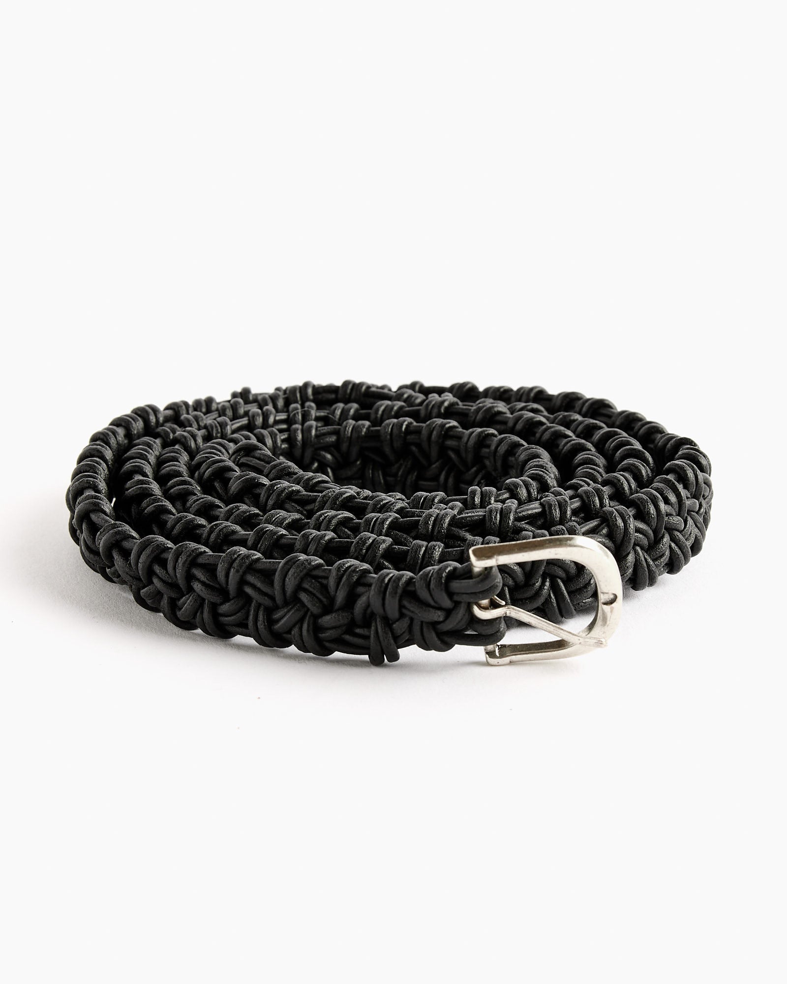 Braided Leather Belt in Black