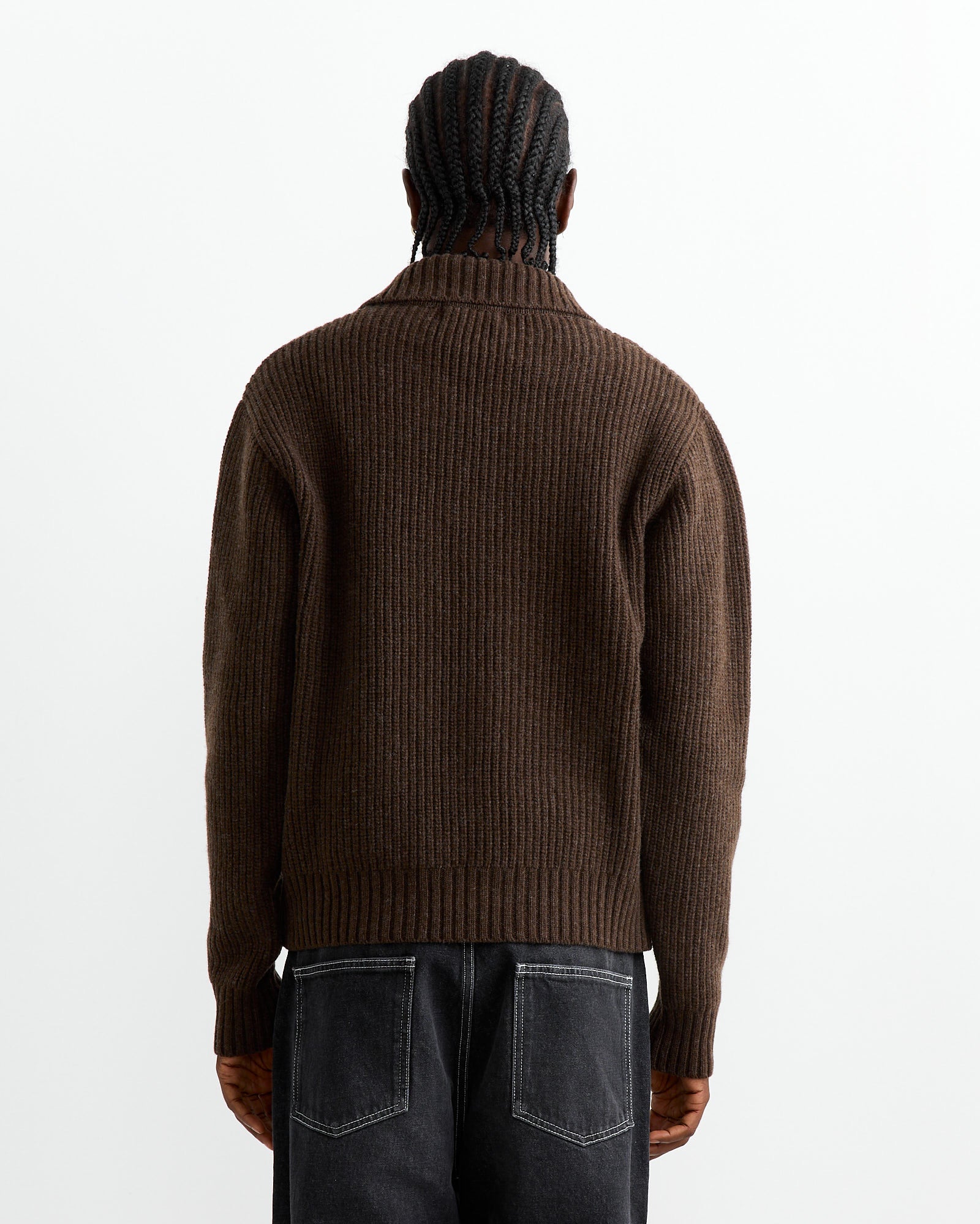 Collar Sweater in Dark Brown