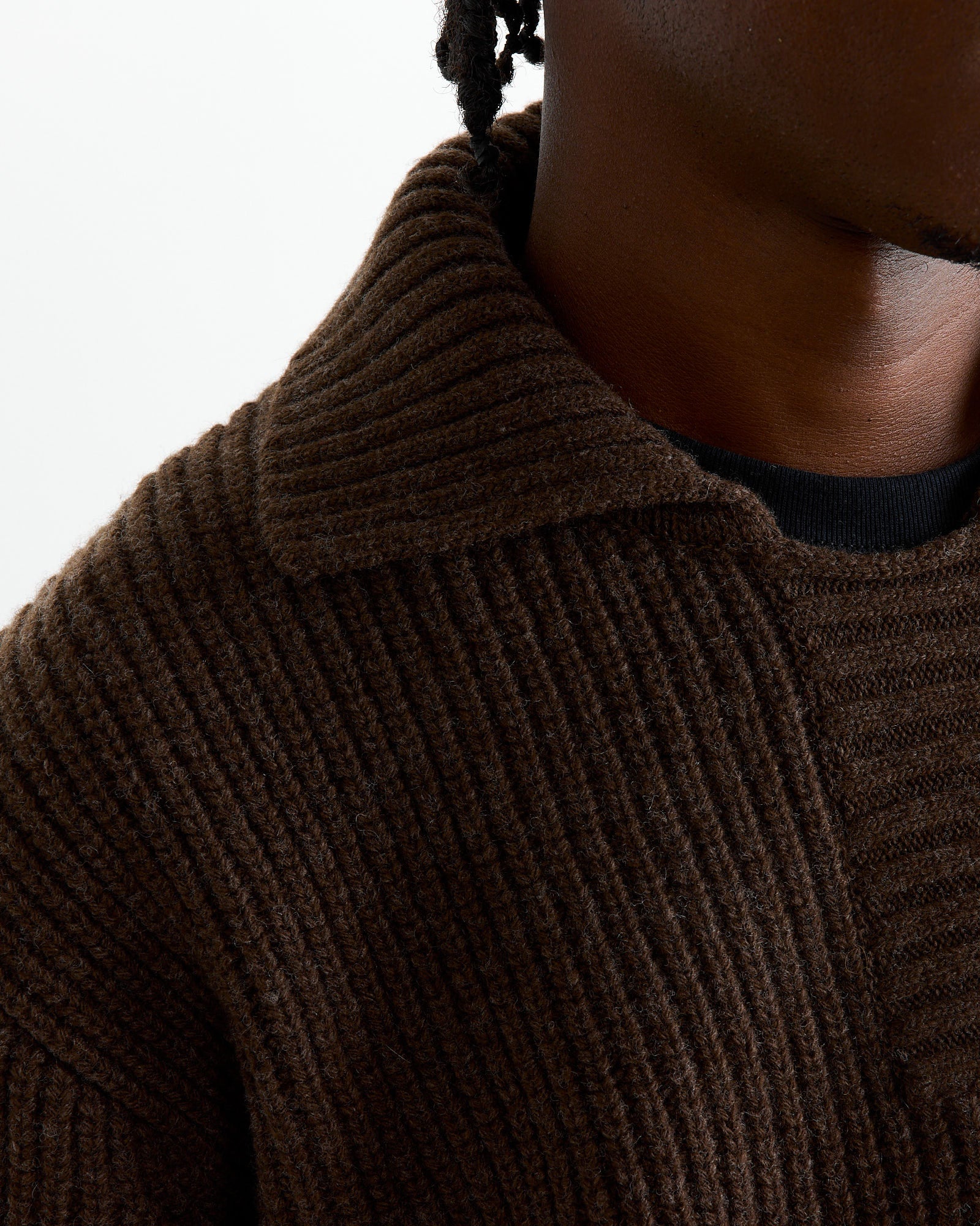 Collar Sweater in Dark Brown