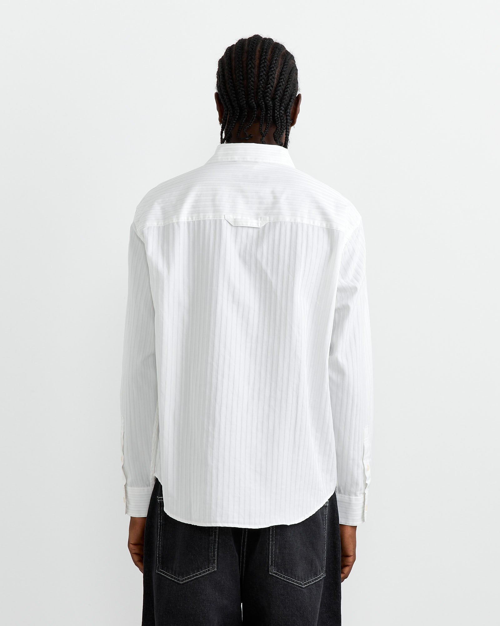 Common Shirt in Fancy White Stripe