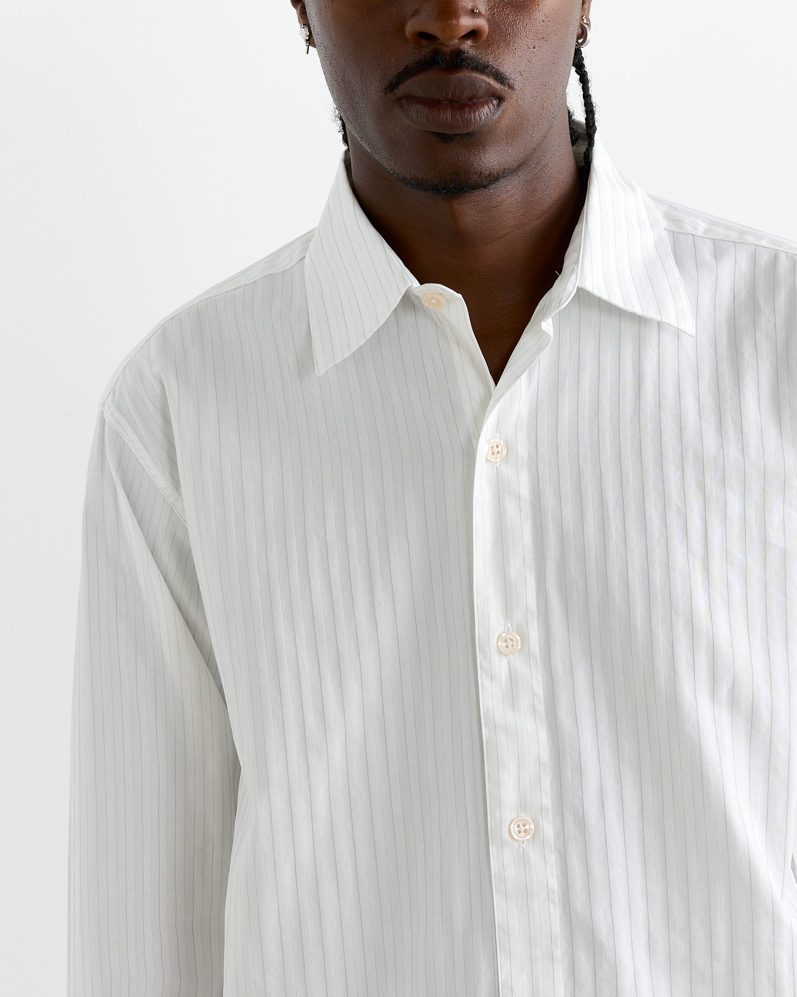 Common Shirt in Fancy White Stripe