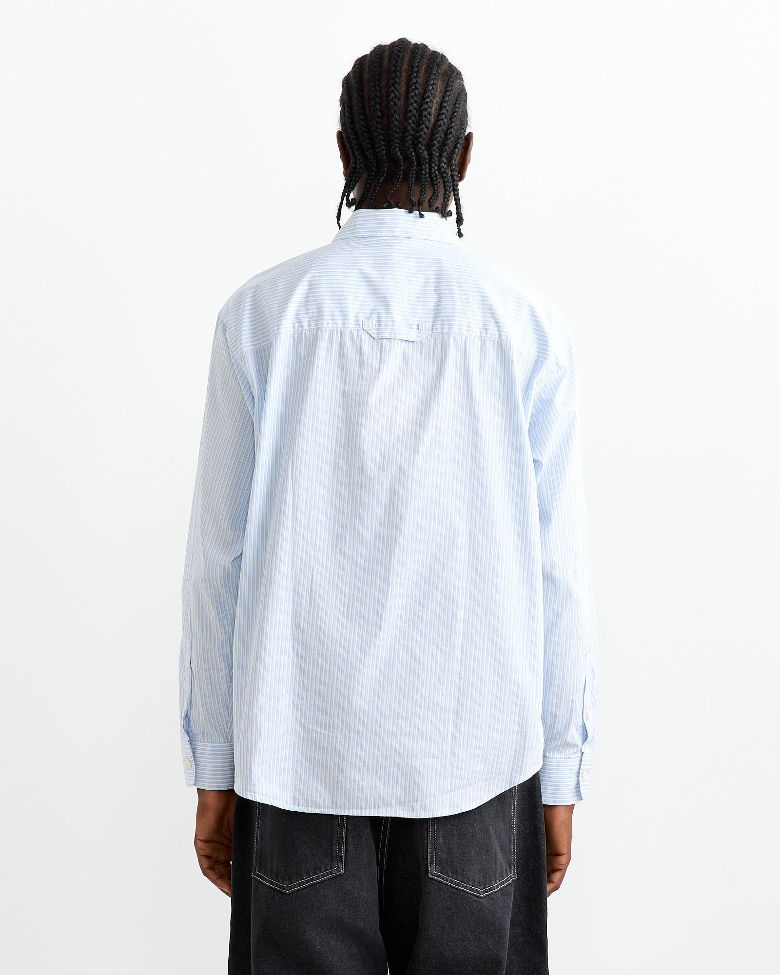 Common Shirt in Blue Fine Stripe