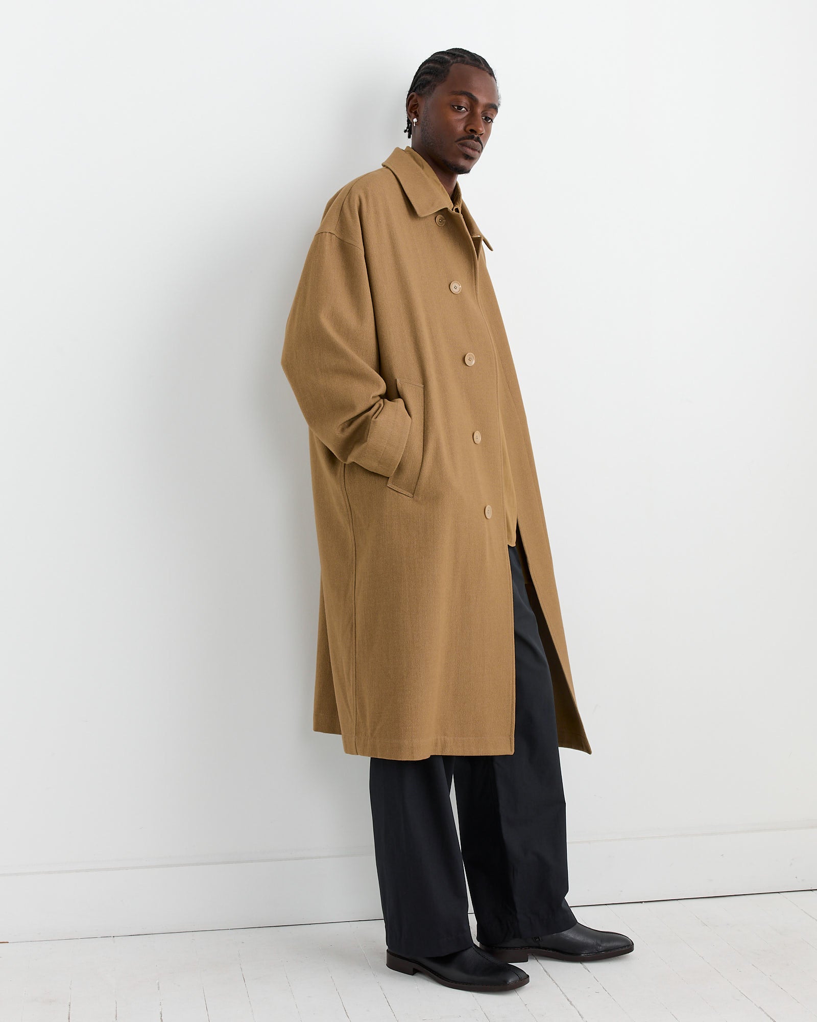 Boxy Overcoat in Taupe/Beige Melange