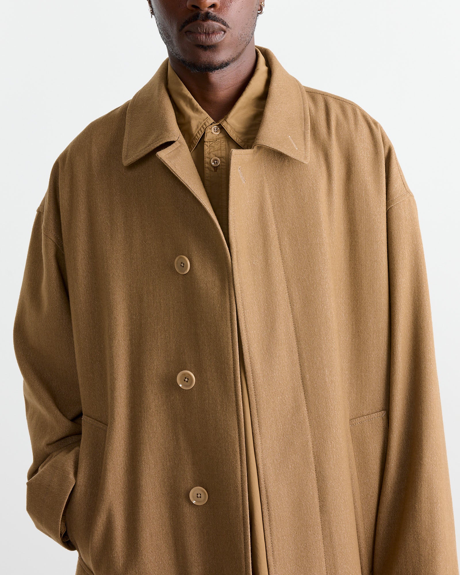 Boxy Overcoat in Taupe/Beige Melange