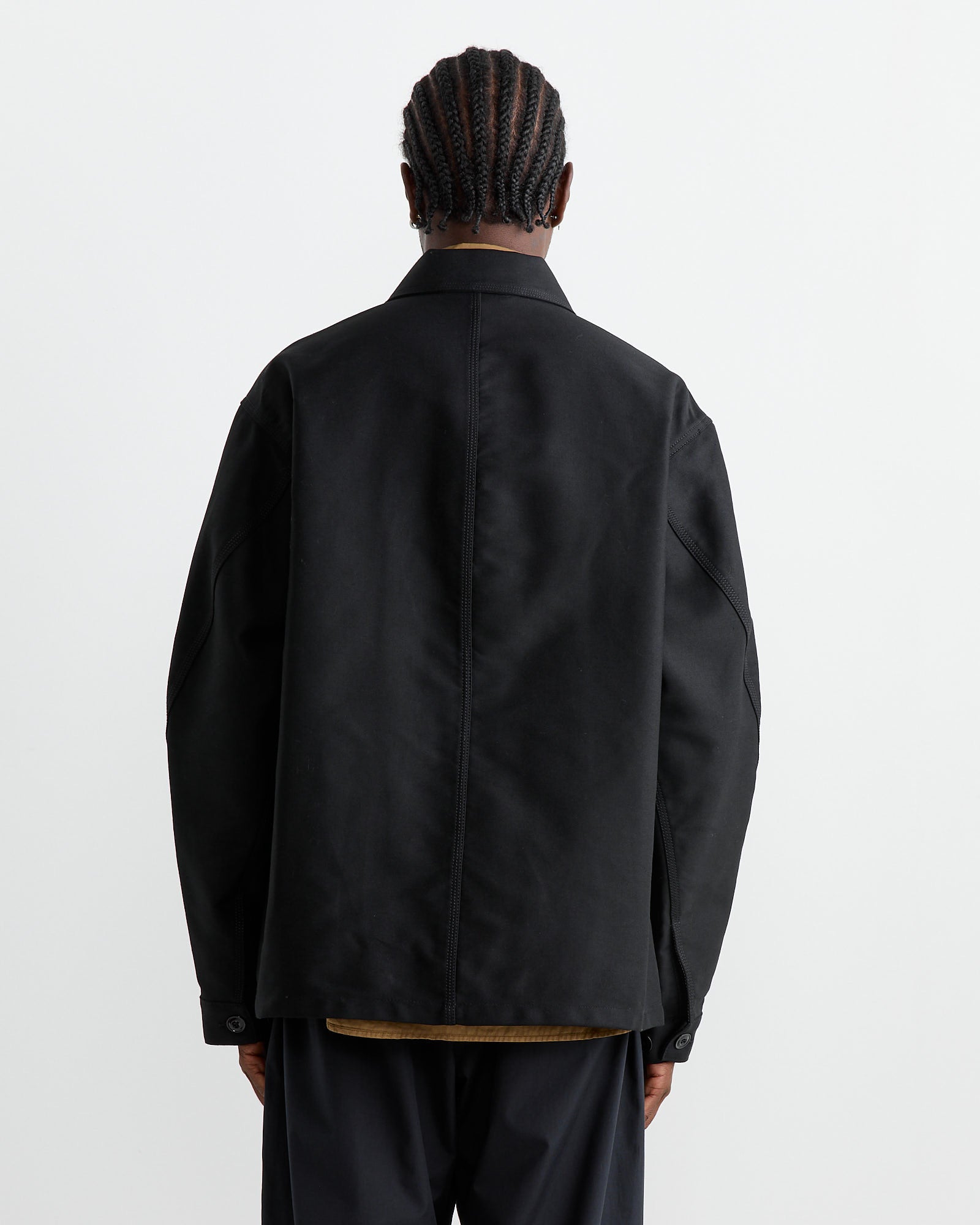 Twisted Sleeve Workwear Jacket in Black