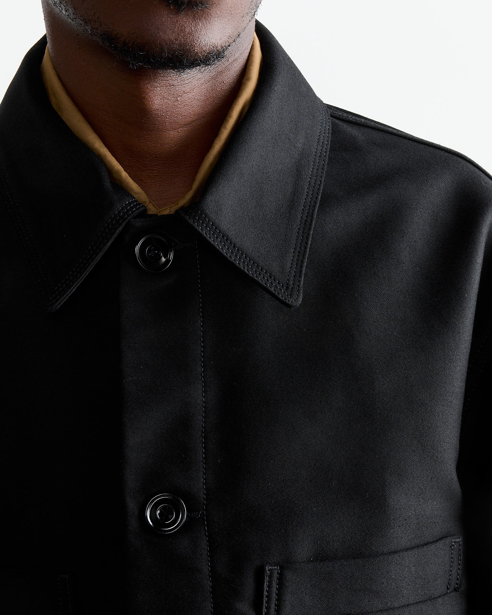 Twisted Sleeve Workwear Jacket in Black