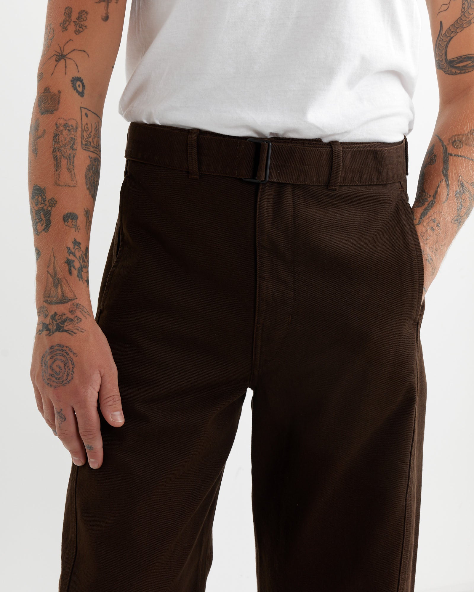 Twisted Belted Pant in Espresso