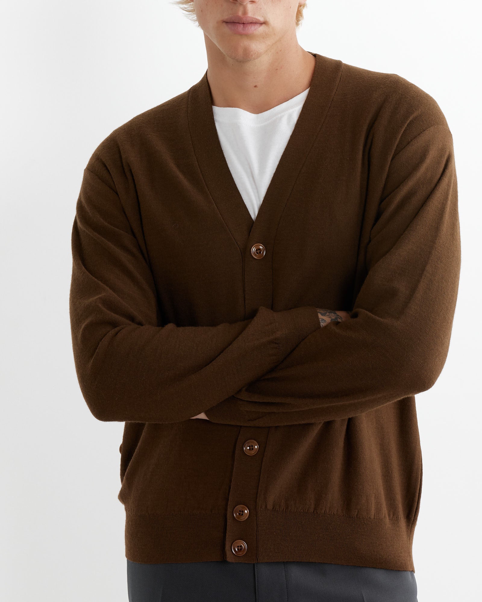 Relaxed Twisted Cardigan in Hazelnut Brown