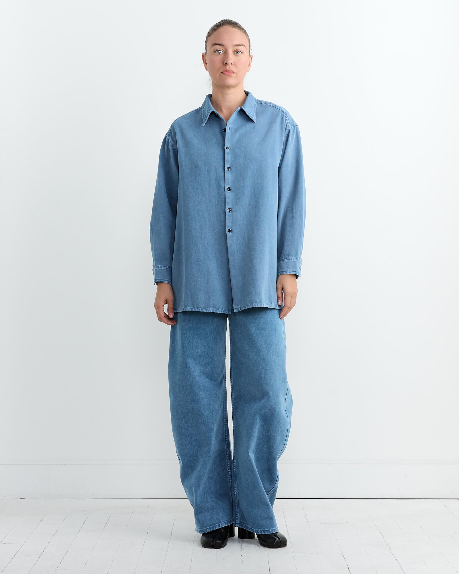 Lemaire Twisted Denim Shirt Snow Blue - Snow Blue / 34 (263179)