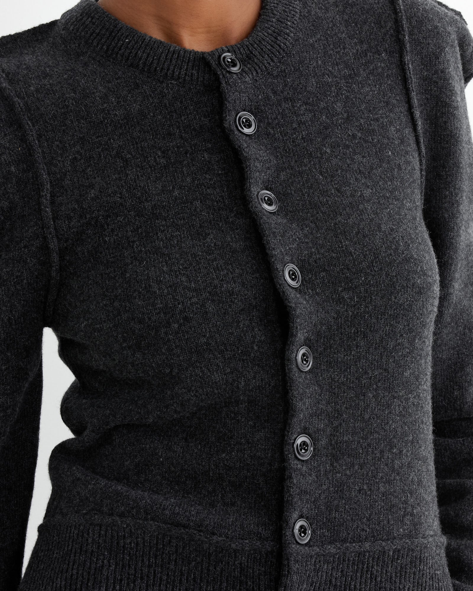 Lemaire Fitted Cardigan Anthracite Melange - Anthracite Melange / XS (263188)