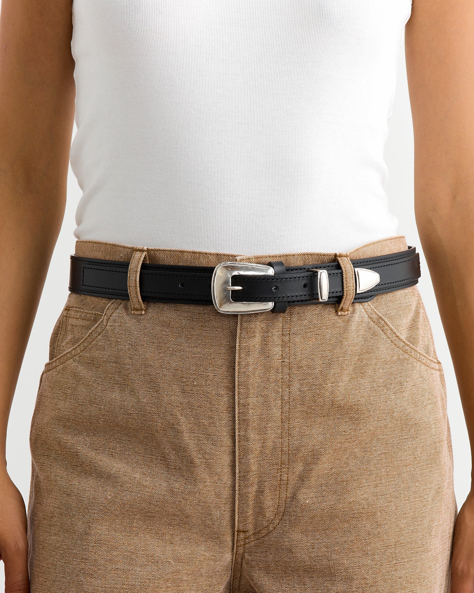 Minimal Western Belt in Black