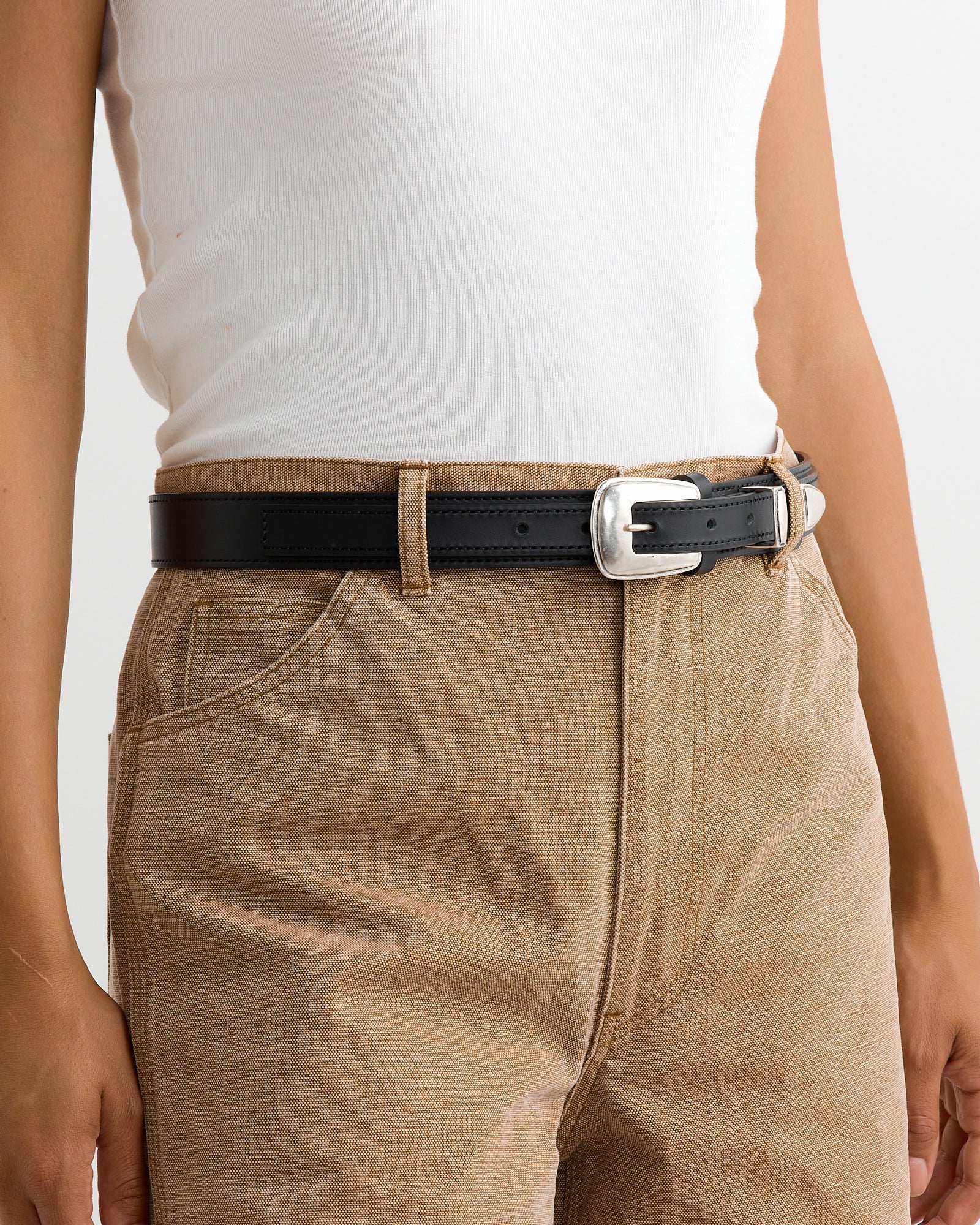 Minimal Western Belt in Black