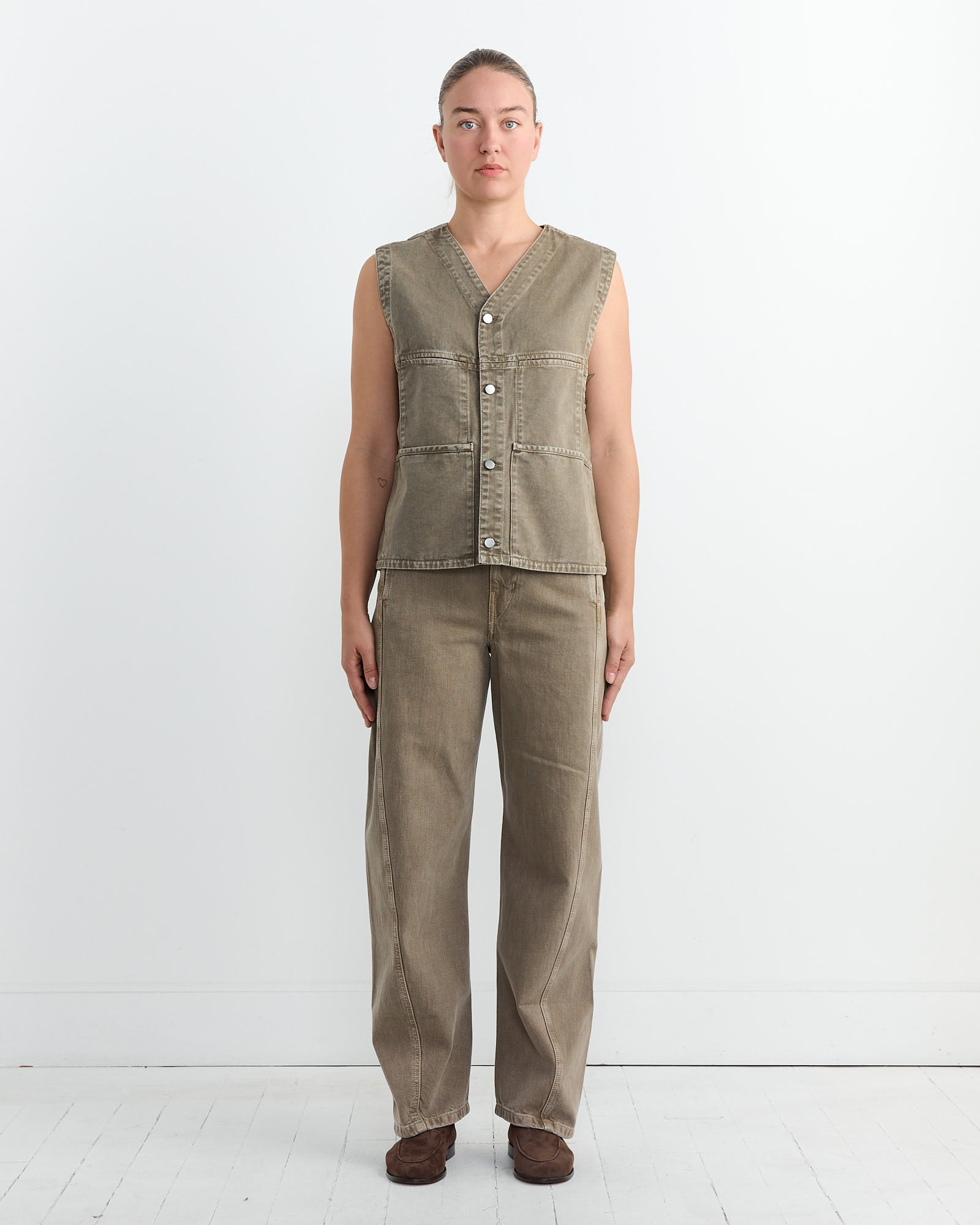 Lemaire Sleeveless Gilet Snow Olive - Snow Olive / 34 (263218)