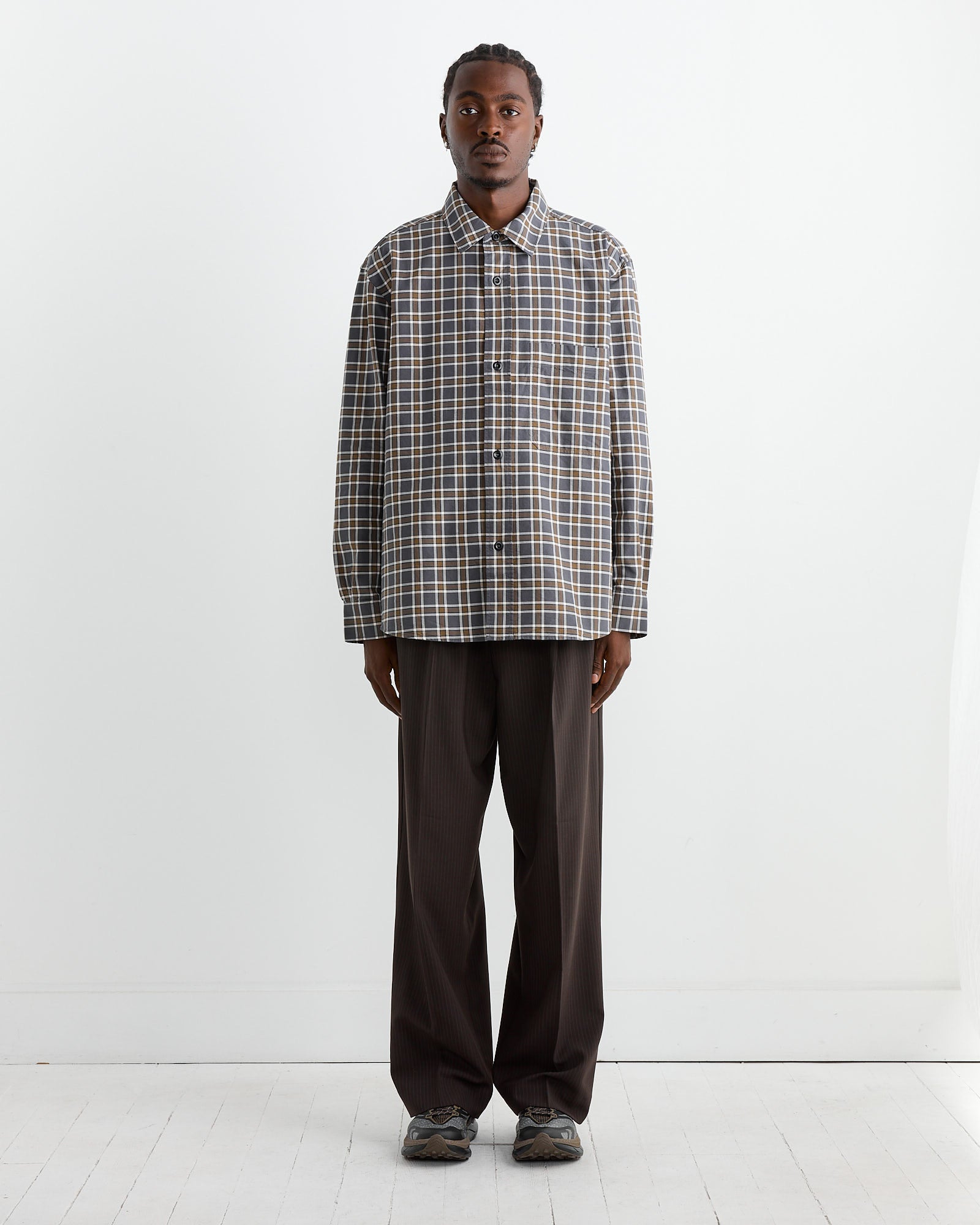 MHL Basic Shirt Check Slate/Moss - Check Slate/Moss / L (263241)