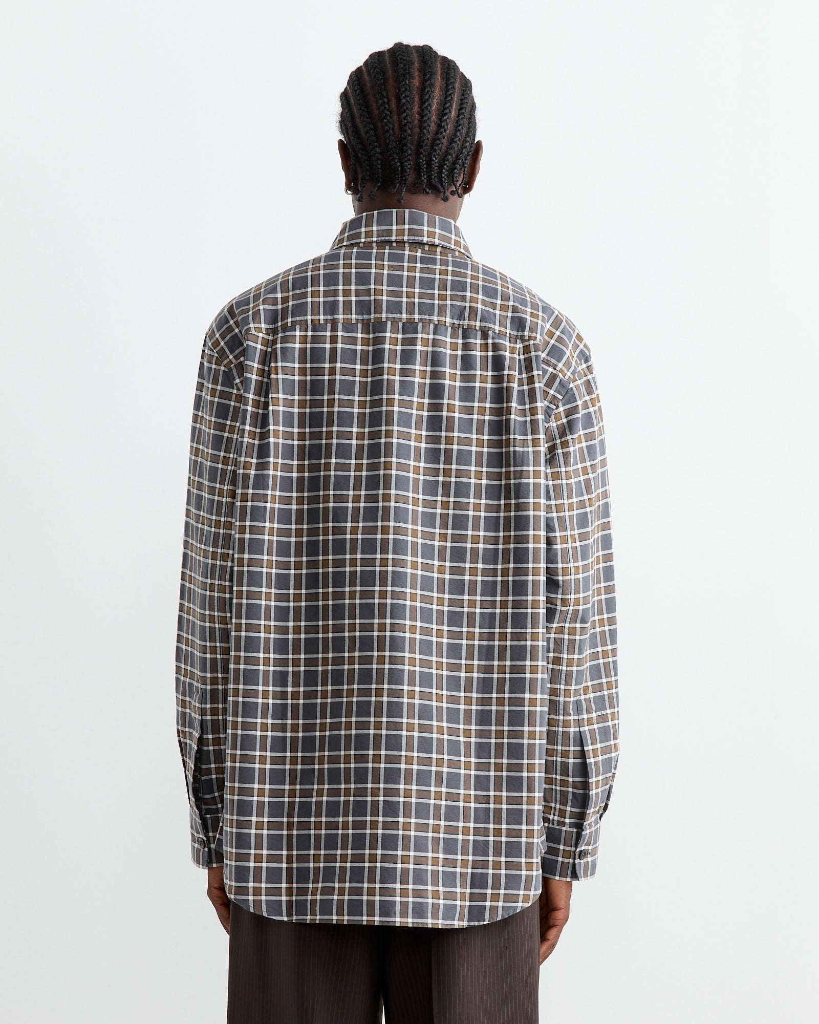 Basic Shirt in Check Slate/Moss