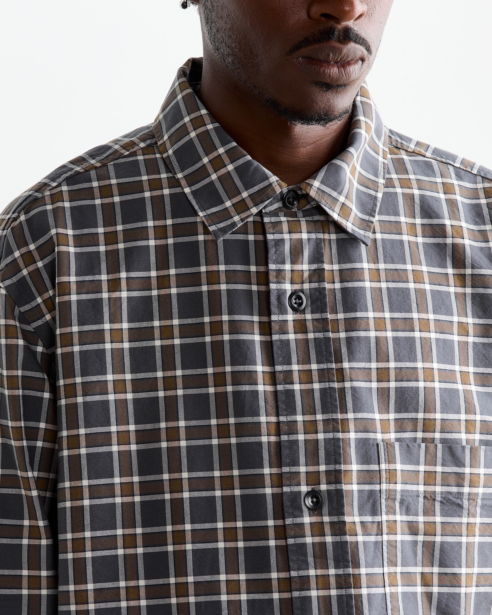 MHL Basic Shirt Check Slate/Moss - Check Slate/Moss / L (263241)