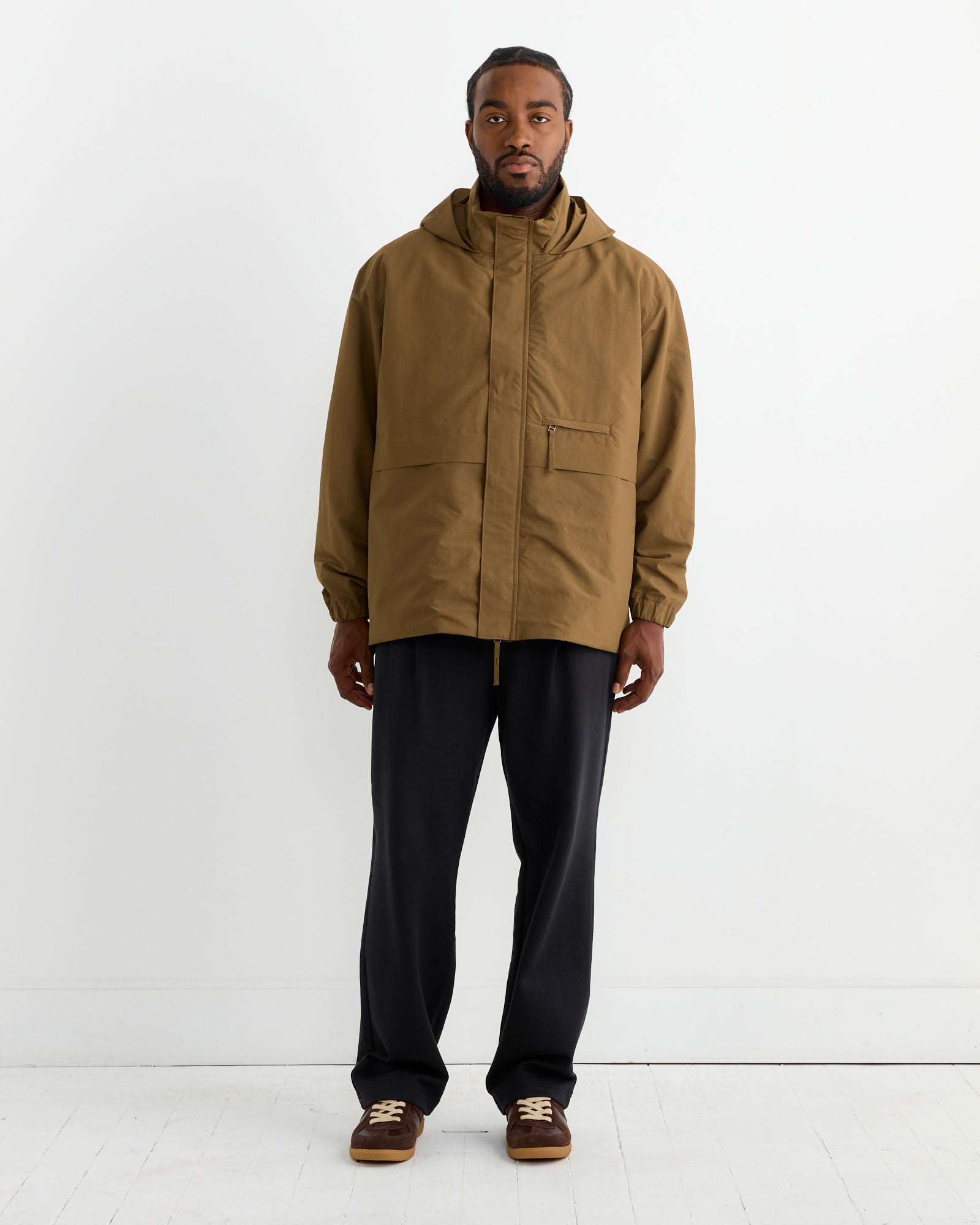 Stand Collar Field Jacket in Camel