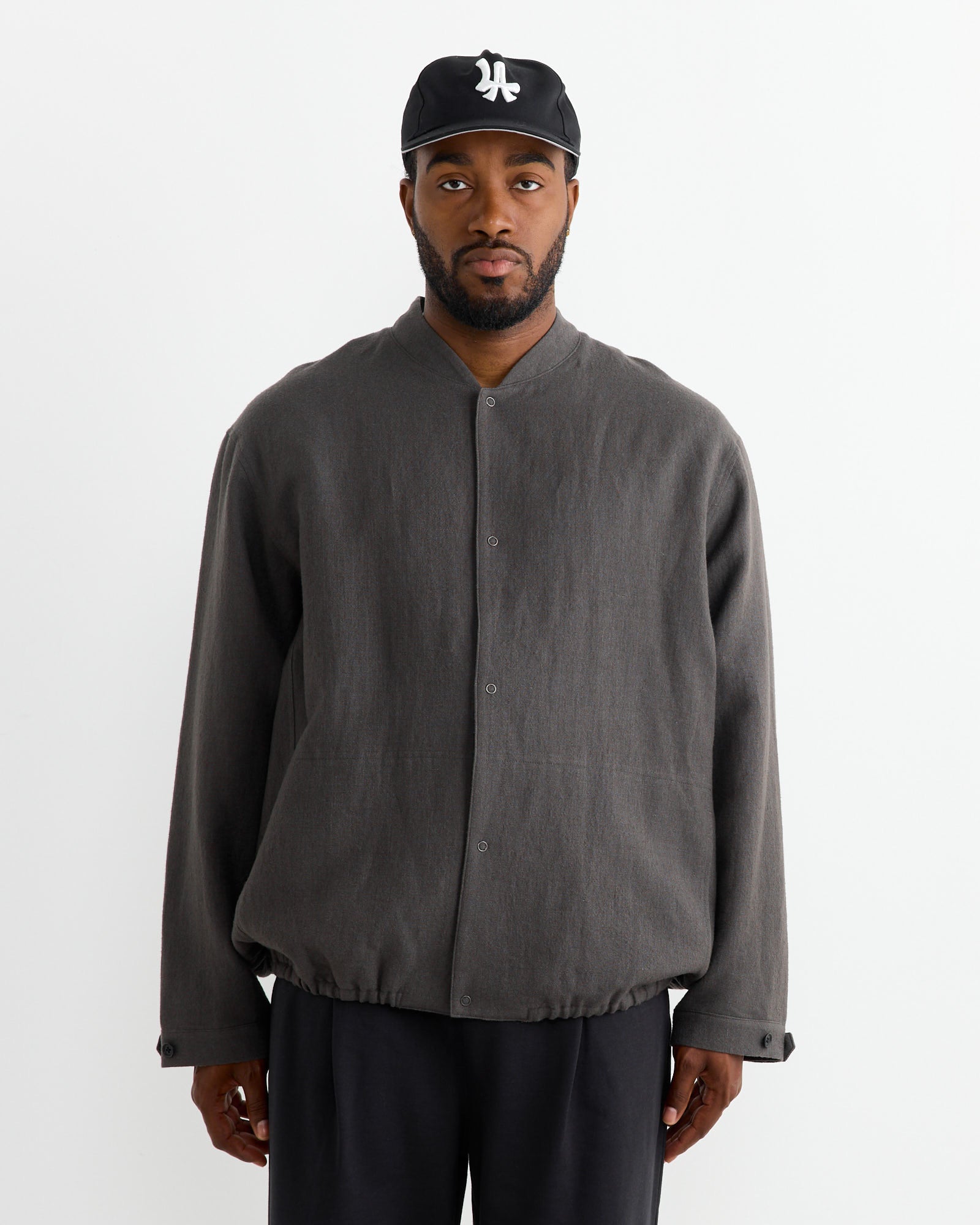 Linen Wool Mix Blouson in Dusty Brown