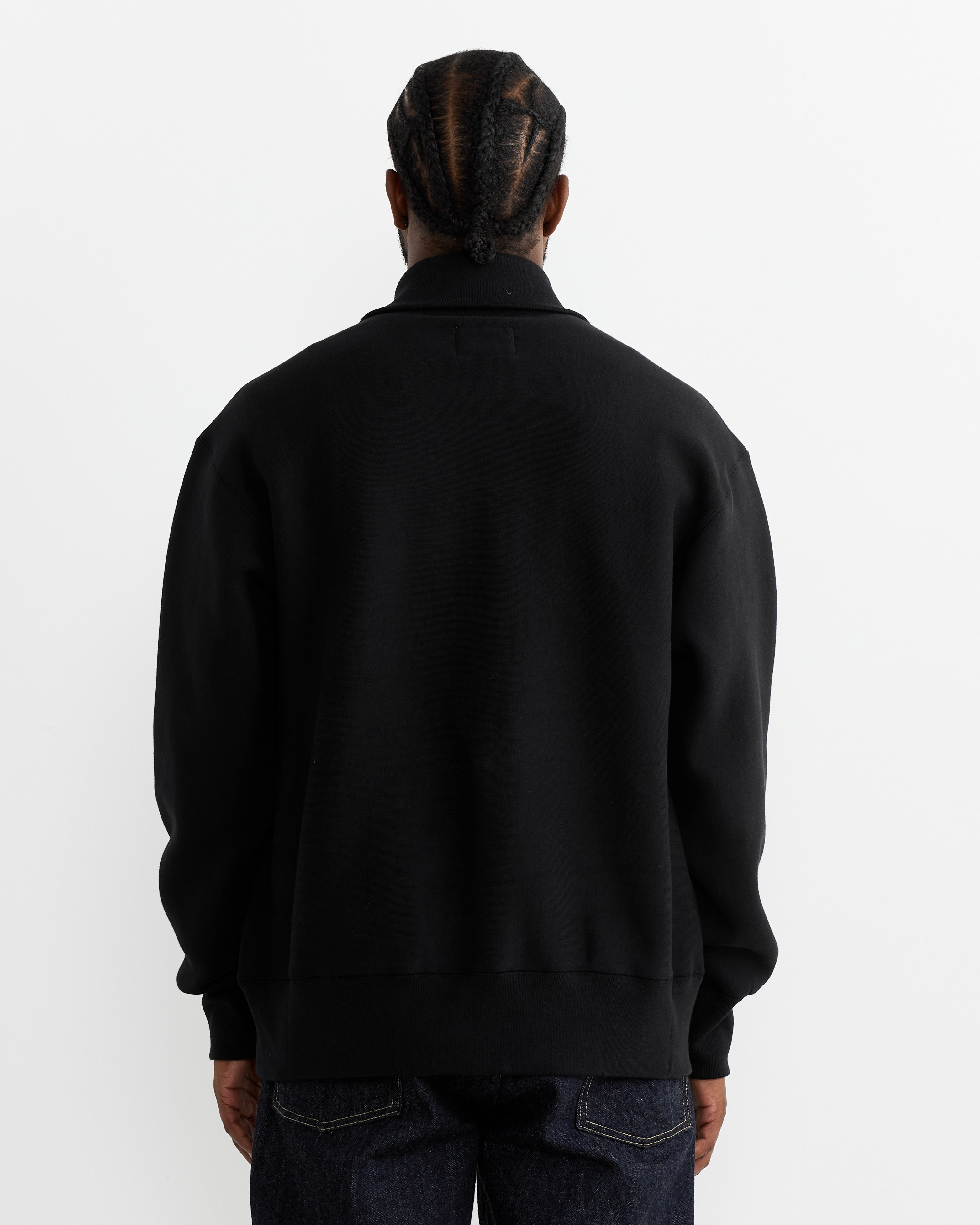 Zip Up Fleece Sweater in Black