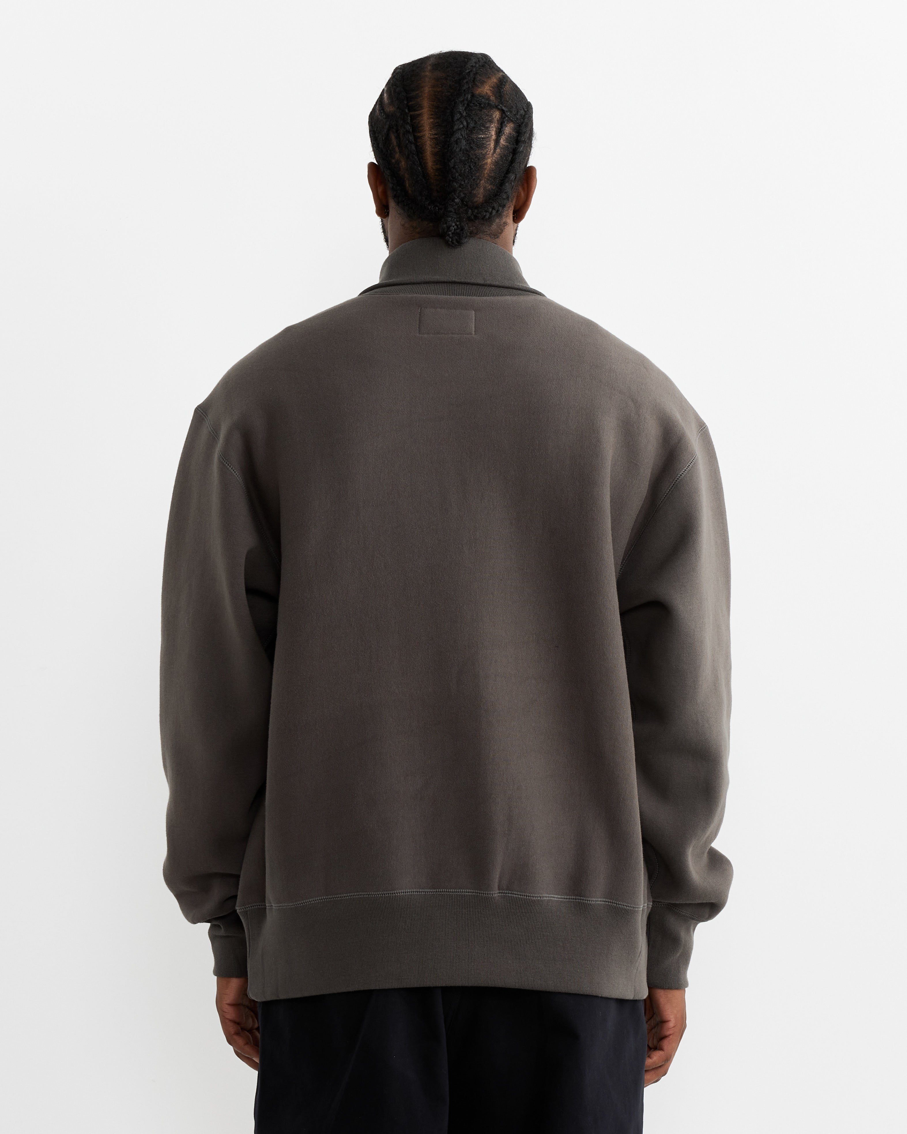 Zip Up Fleece Sweater in Khaki Grey