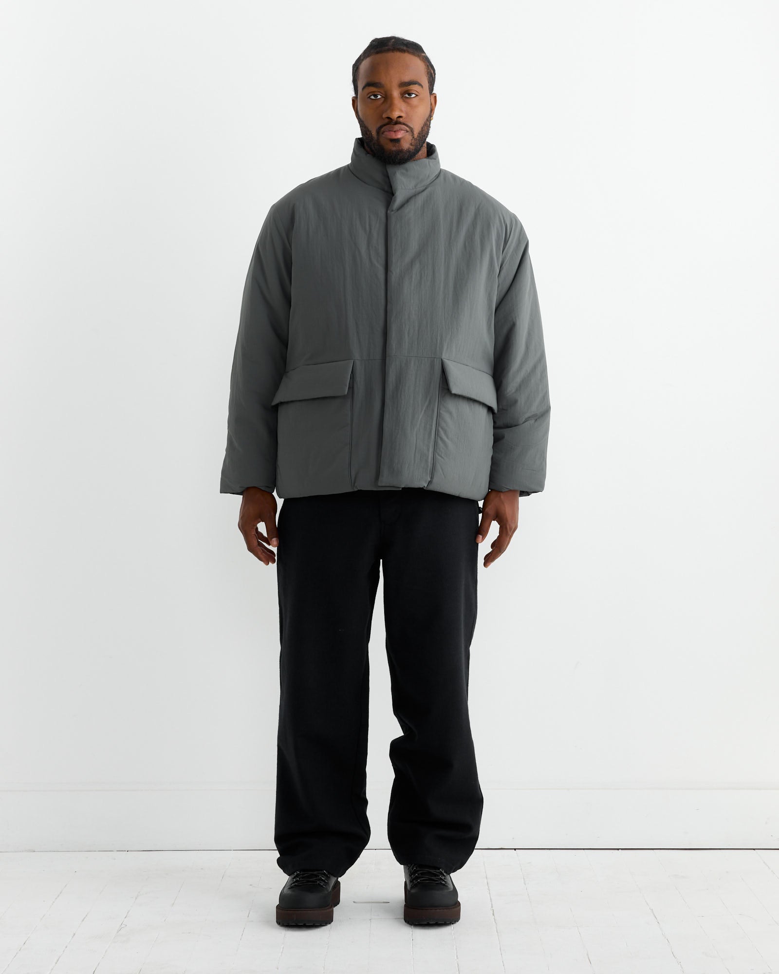 Round Puffy Blouson in Slate Grey