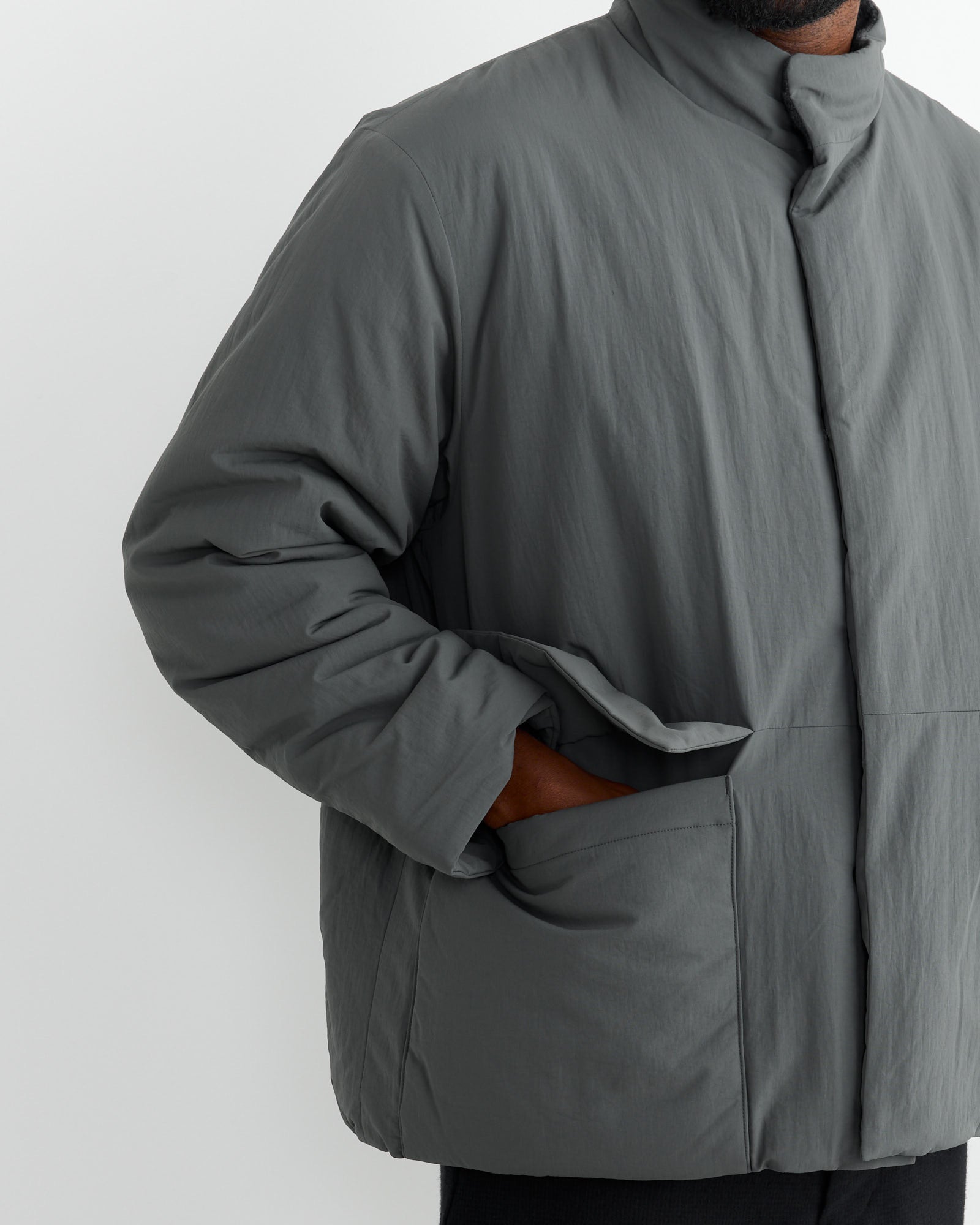 Round Puffy Blouson in Slate Grey