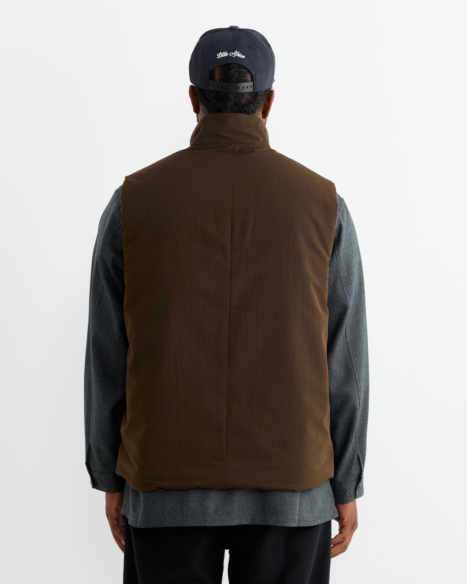 Still By Hand Stand Collar Padded Vest Brown - Brown / 2 (263450)