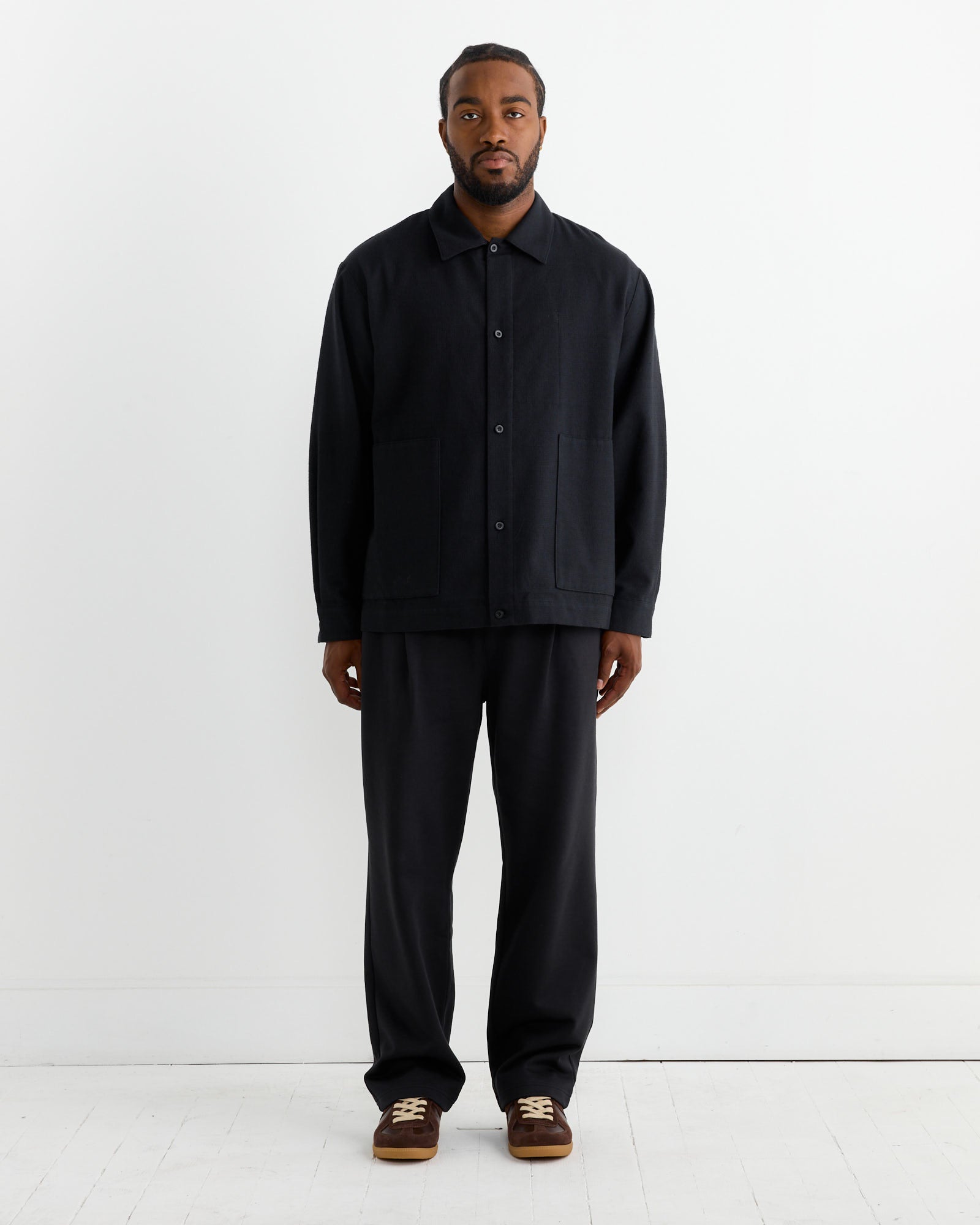 Still By Hand Wool Mix Shirt Jacket Black Navy - Black Navy / 2 (263531)