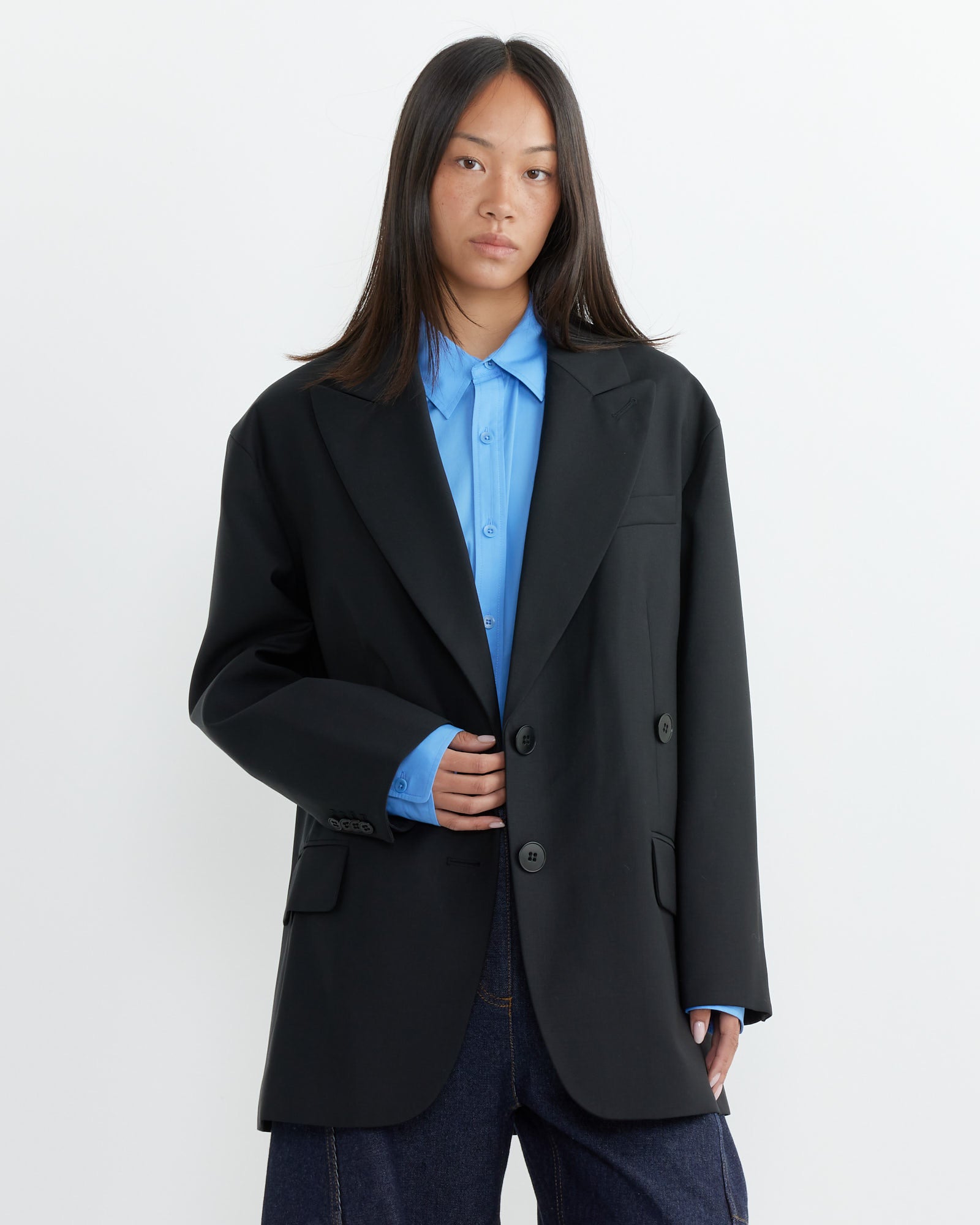 Tropical Wool Liam Blazer in Black