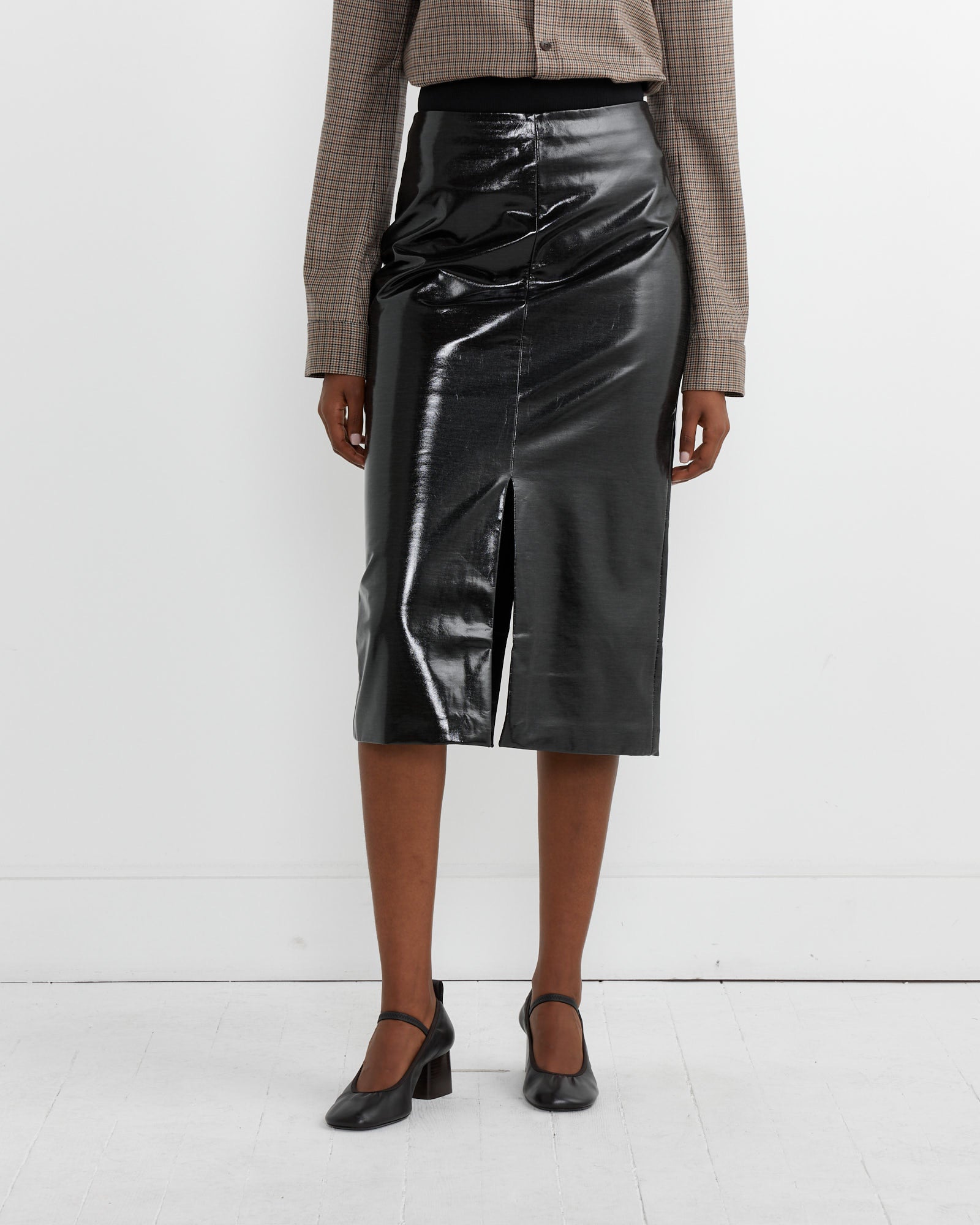 Tibi Glossed Jersey Pencil Skirt Black - Black / 0 (263749)