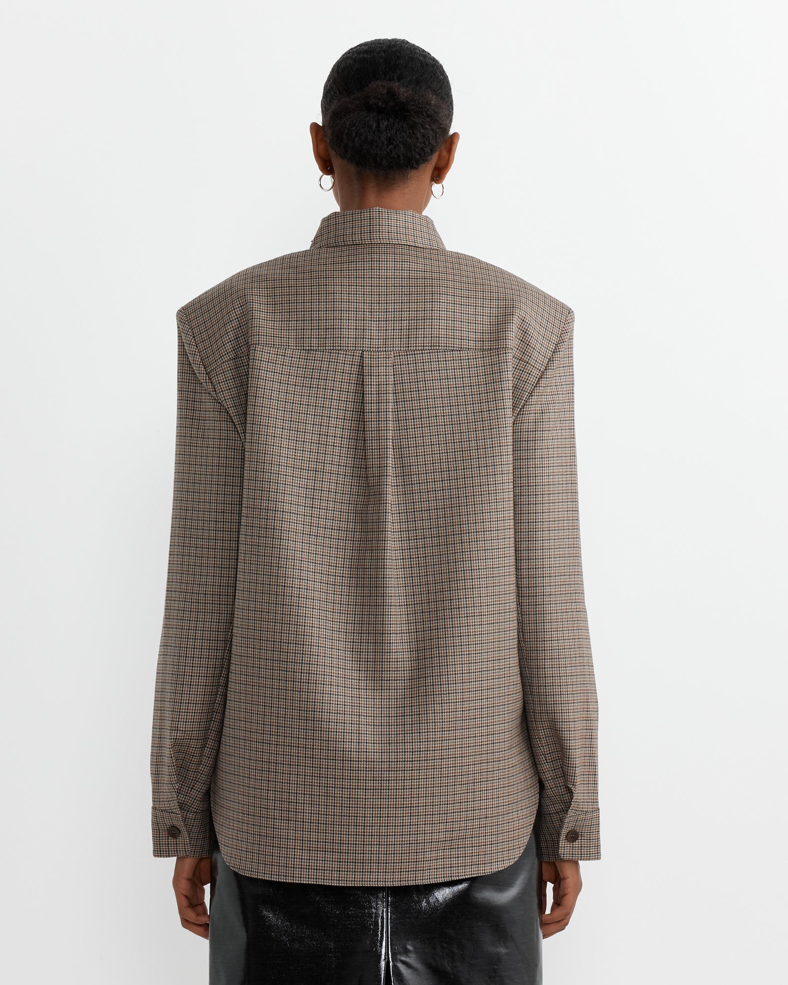 Thomas Menswear Check Detached Shirt in Tan Multi