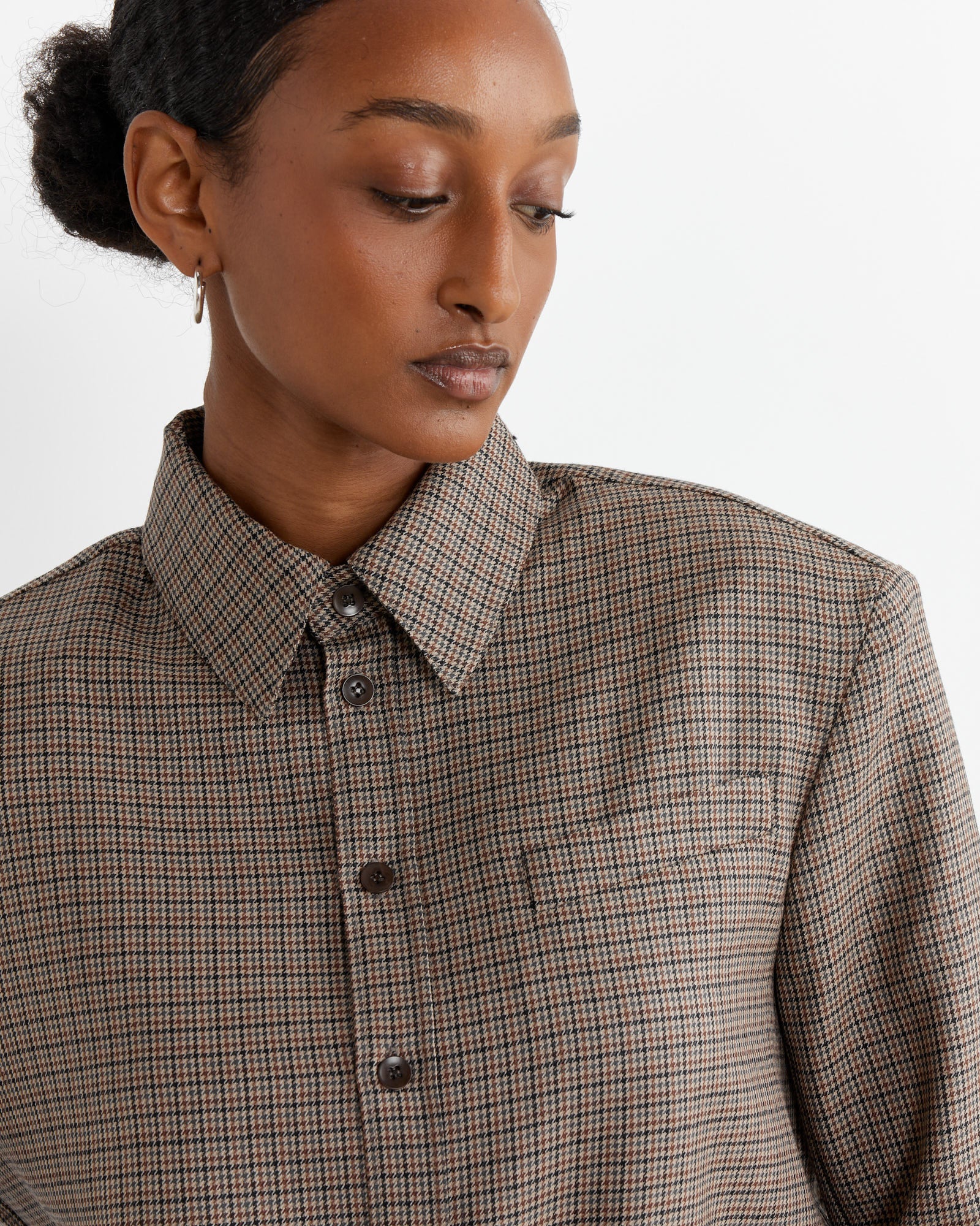 Thomas Menswear Check Detached Shirt in Tan Multi