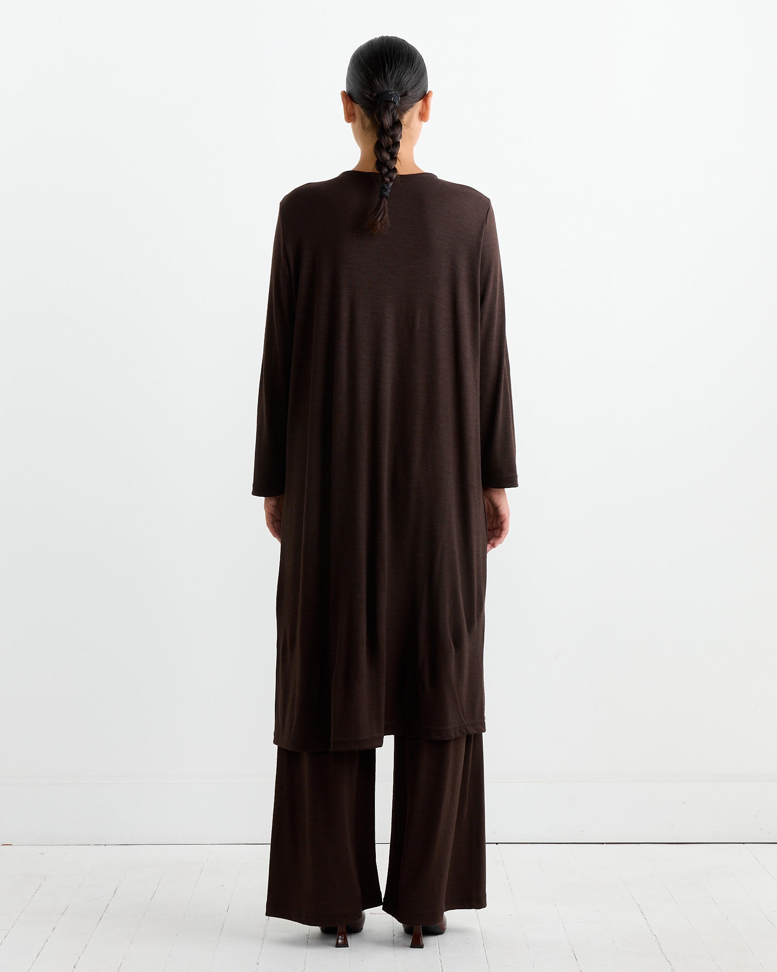 Wool Basic Crew Dress in Cacao